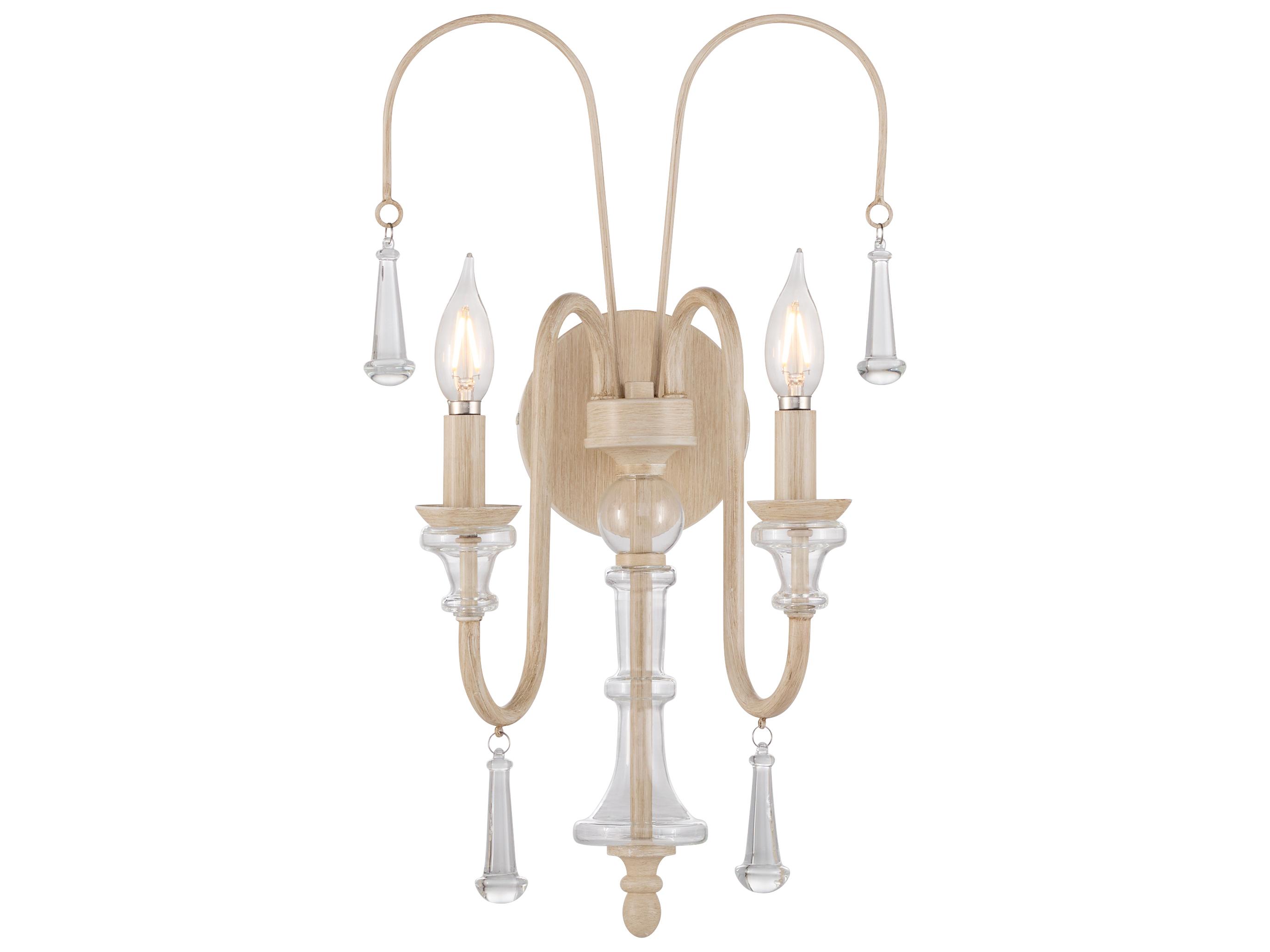 Quorum Clasica 2-Light Washed Oak Off White Traditional Wall Sconce