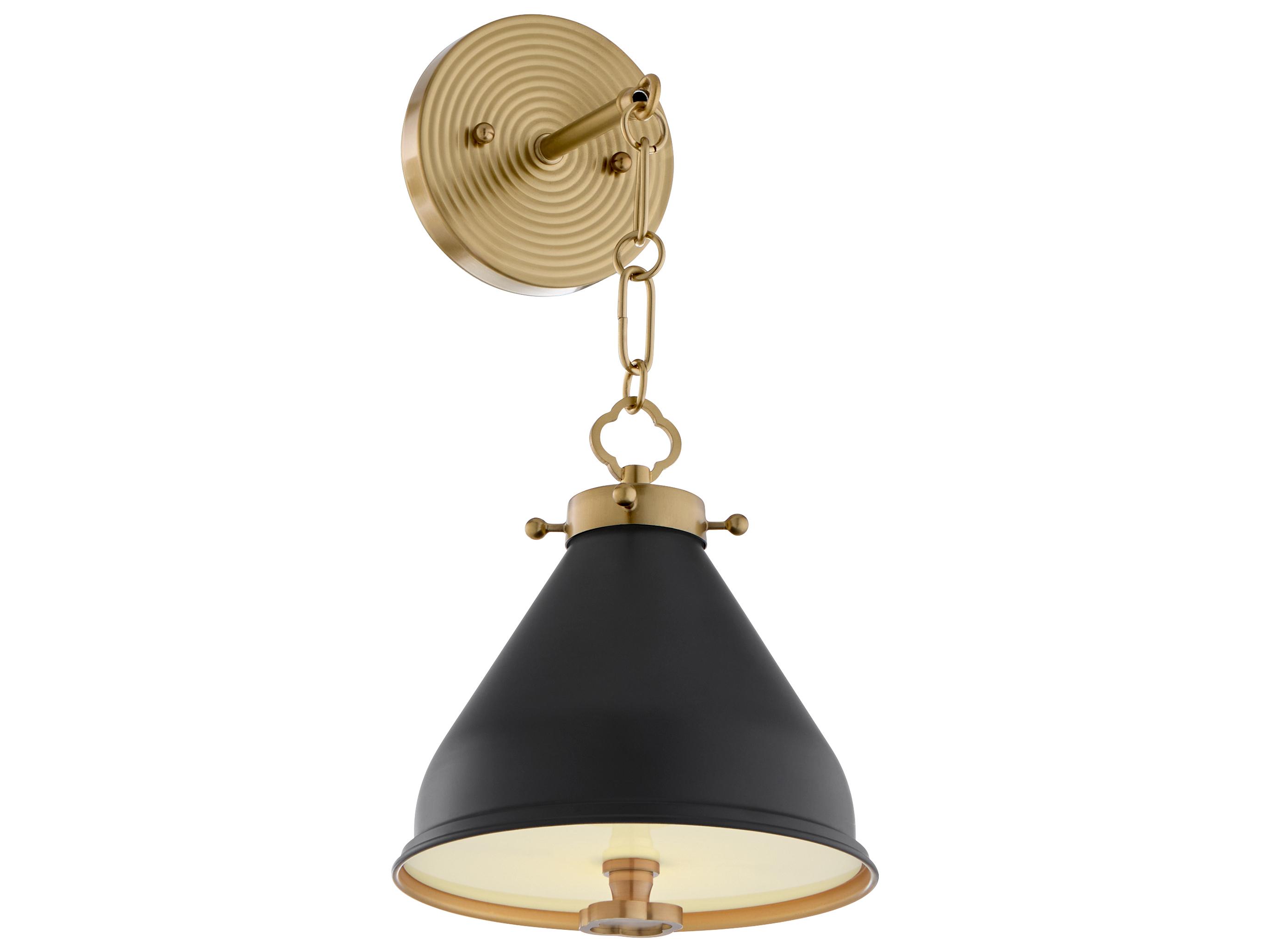 Quorum Bonnel 1-Light Matte Black Aged Brass Wall Sconce