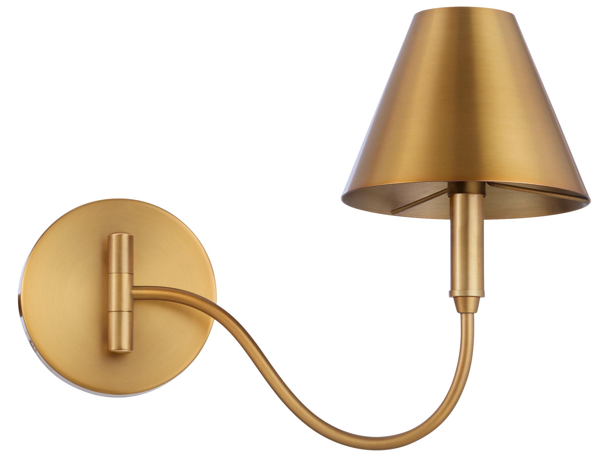 Quorum Waltz 1-Light Brushed Brass Swing Wall Sconce