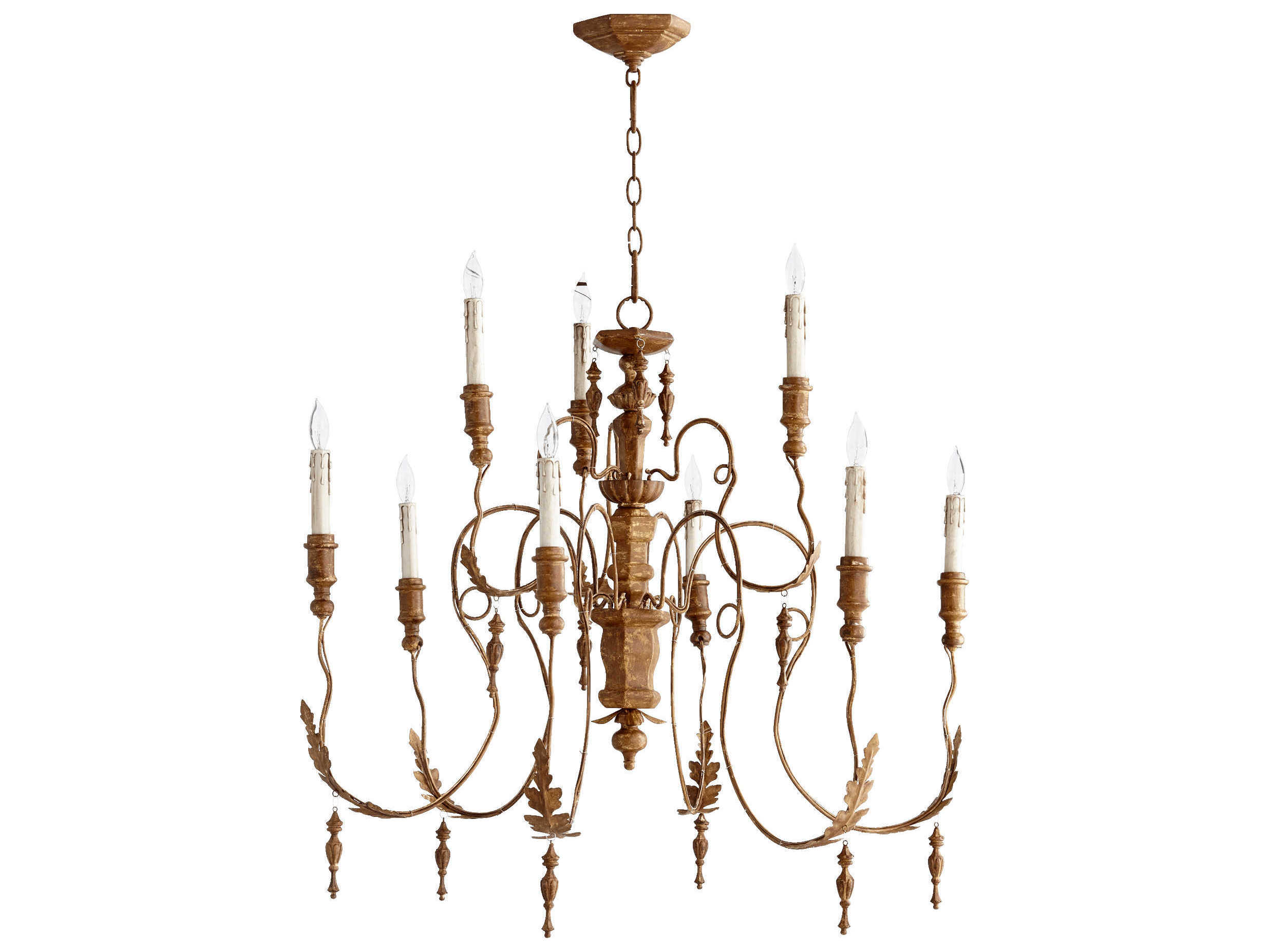 Quorum Salento 9-Light French Umber Brown Candelabra Chandelier