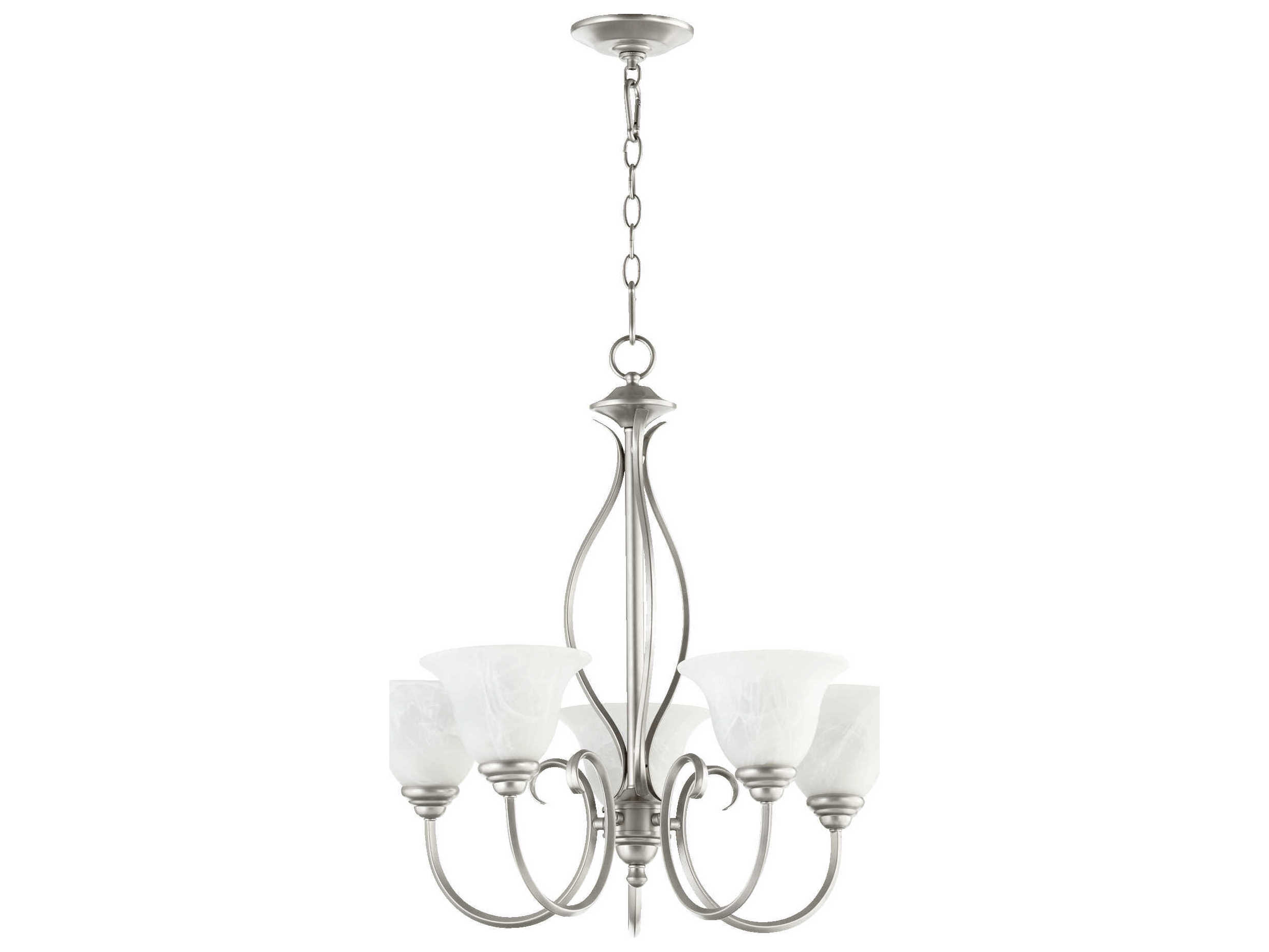 Quorum Spencer 5-Light Classic Nickel Glass Bell Chandelier