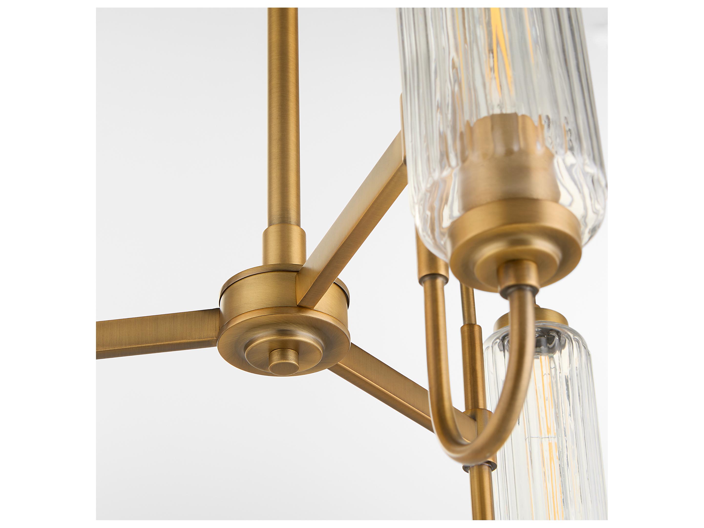 Quorum Whitmire 3-Light Brushed Brass Candelabra Chandelier