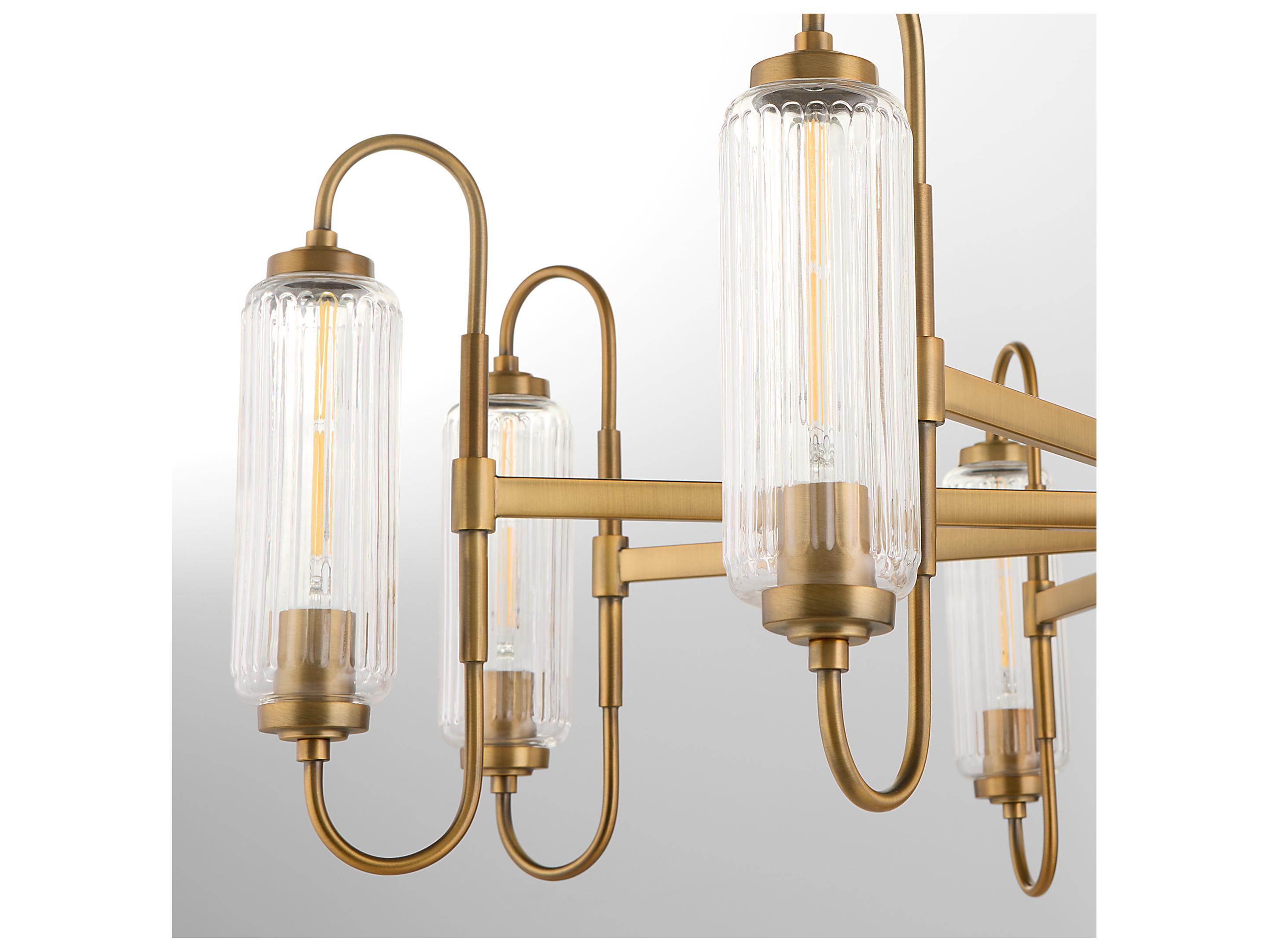 Quorum Whitmire 8-Light Brushed Brass Candelabra Chandelier