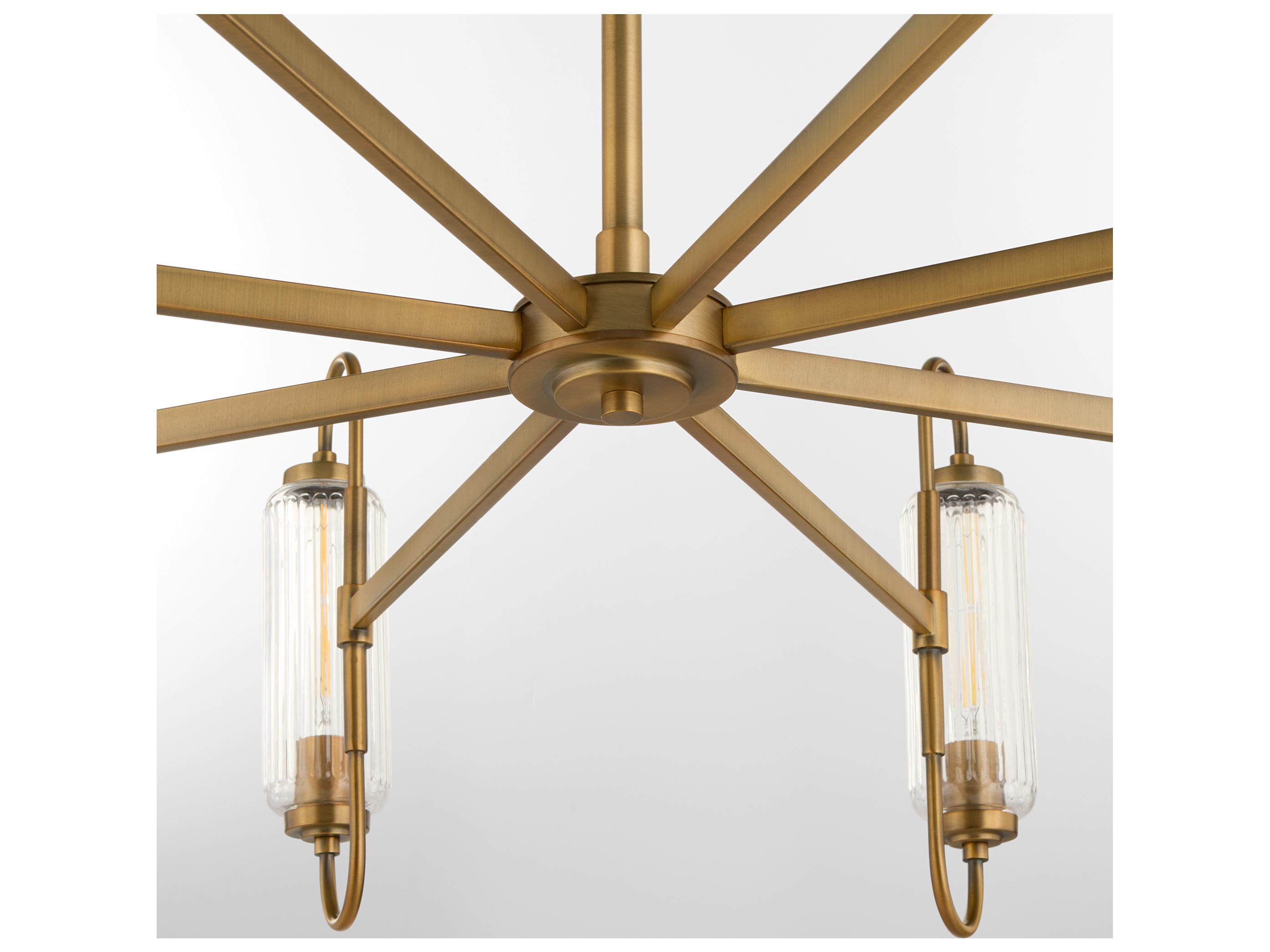 Quorum Whitmire 8-Light Brushed Brass Candelabra Chandelier