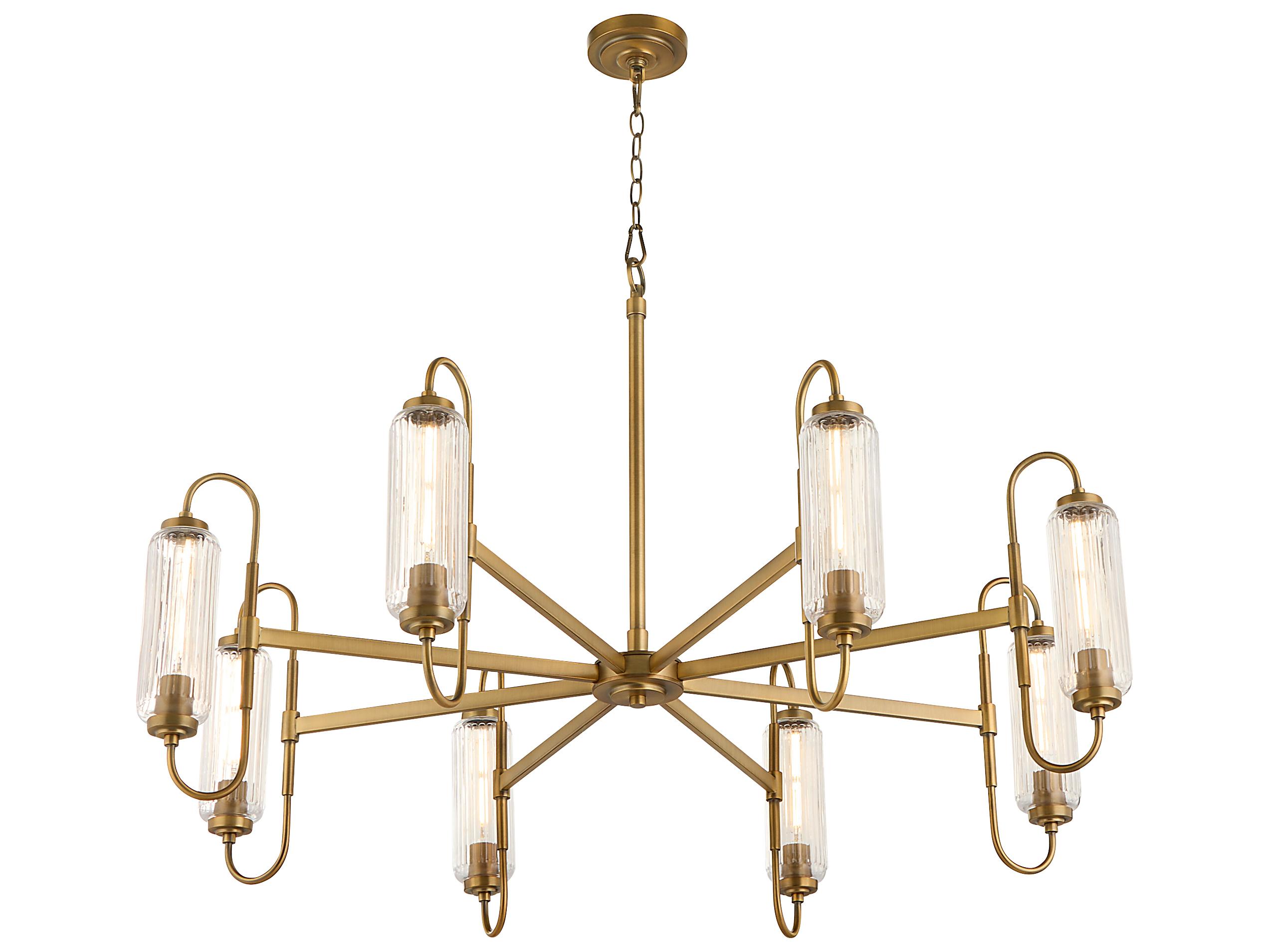 Quorum Whitmire 8-Light Brushed Brass Candelabra Chandelier