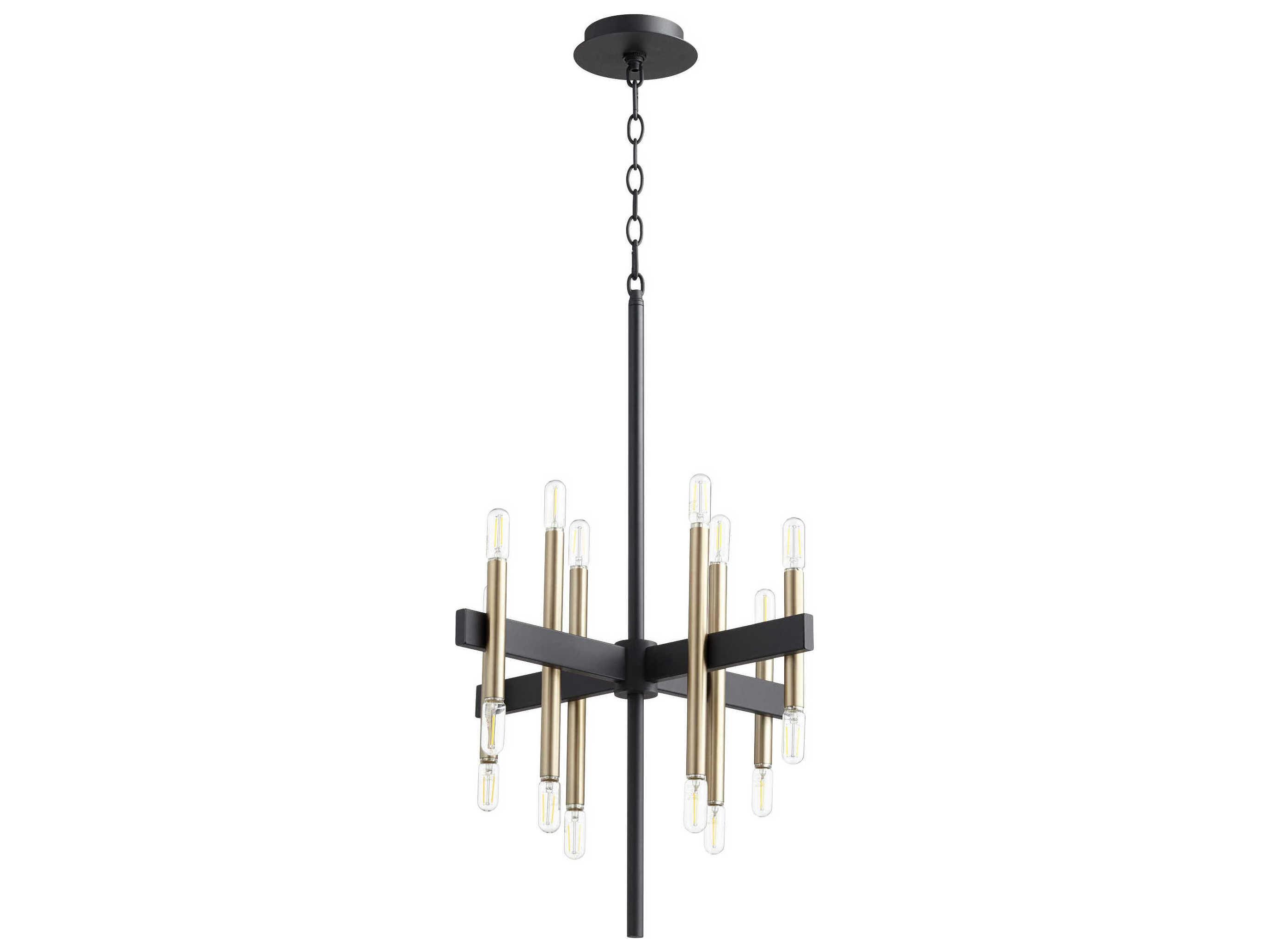 Quorum Luxe 16-Light6-Light Noir With Aged Brass Black Candelabra Chandelier