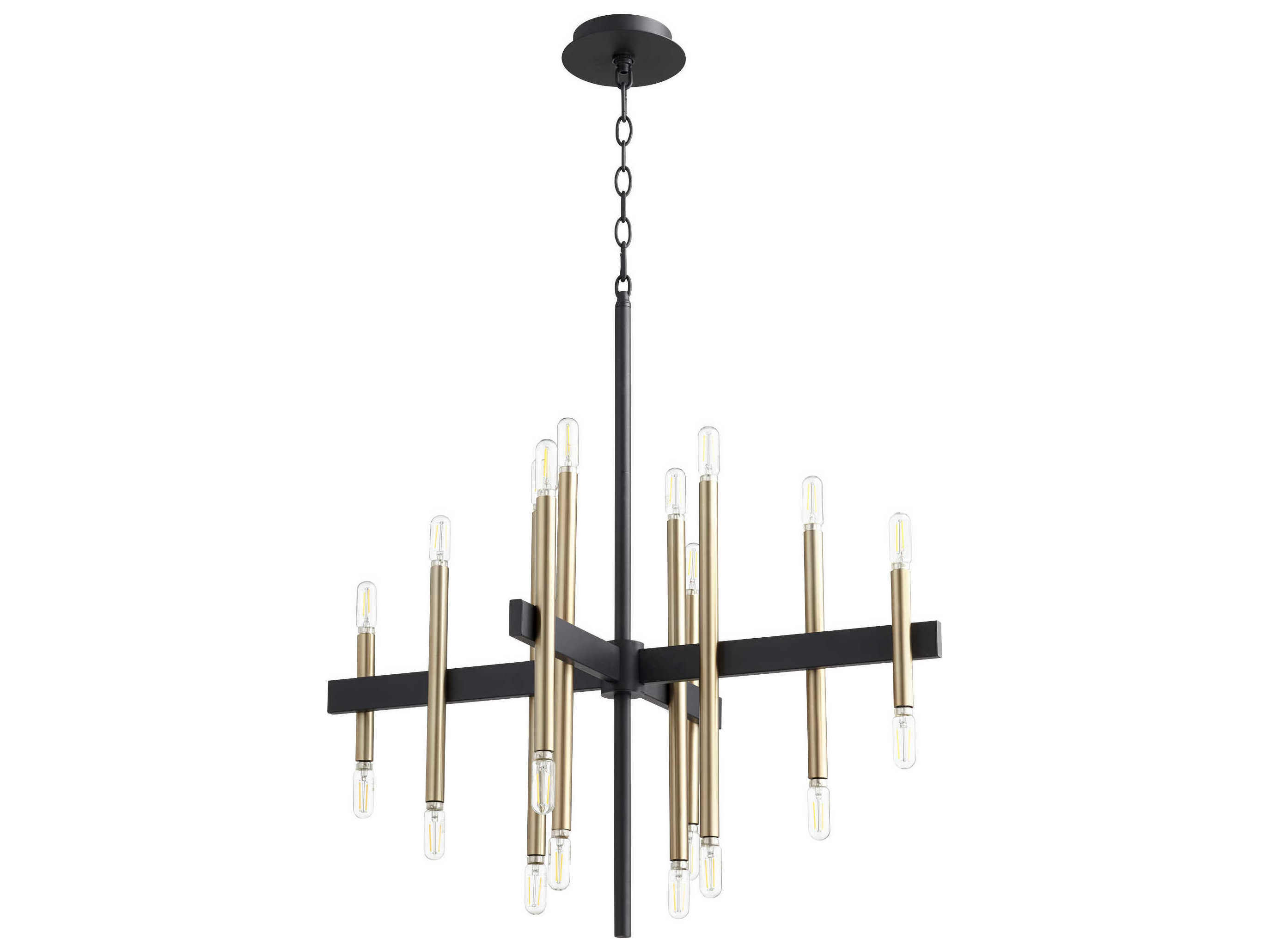 Quorum Luxe 20-Light Noir With Aged Brass Black Candelabra Linear Chandelier