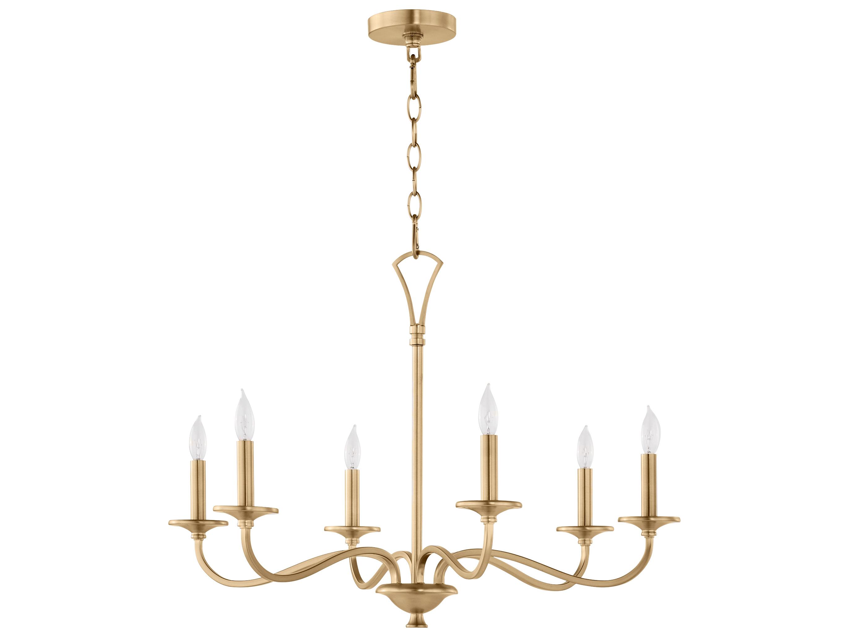 Quorum Maryse 6-Light Aged Brass Candelabra Chandelier