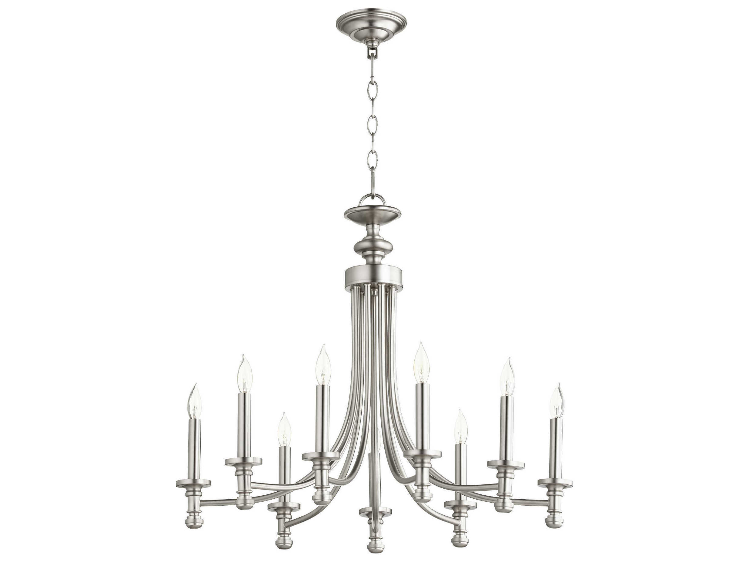 Quorum Rossington 9-Light Satin Nickel Candelabra Chandelier
