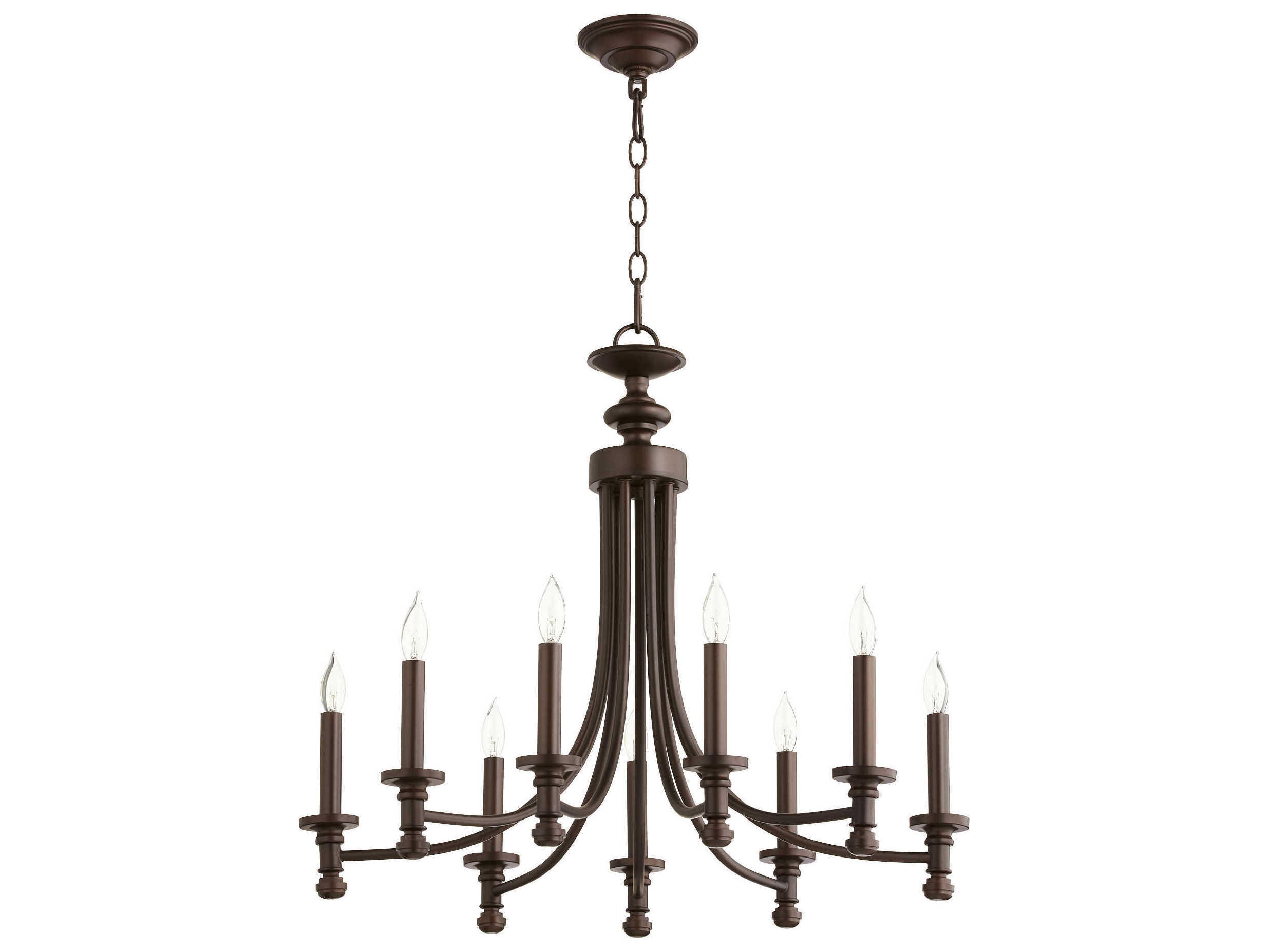 Quorum Rossington 9-Light Oiled Bronze Candelabra Chandelier