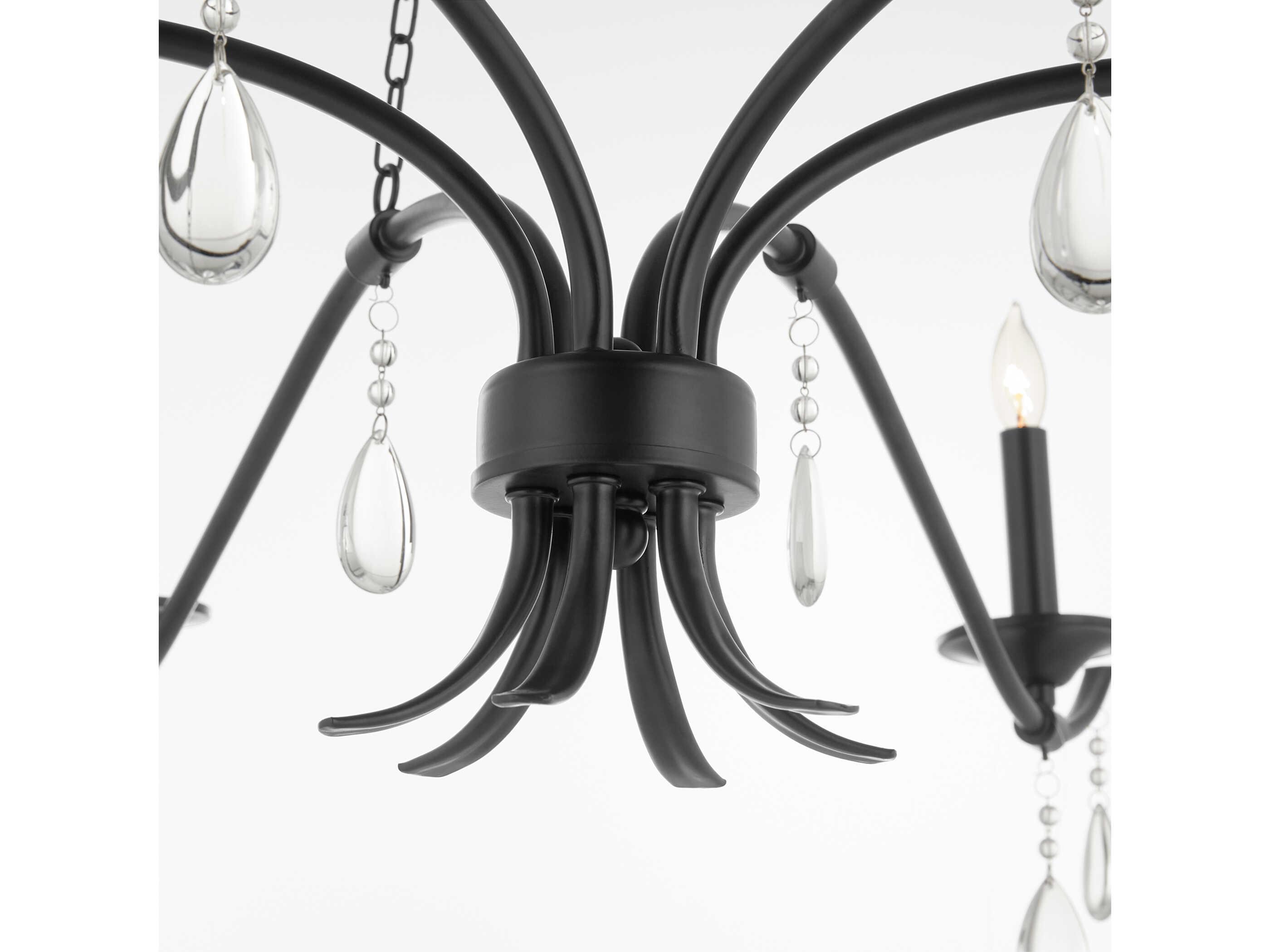 Quorum Lorelei 6-Light Matte Black Candelabra Chandelier