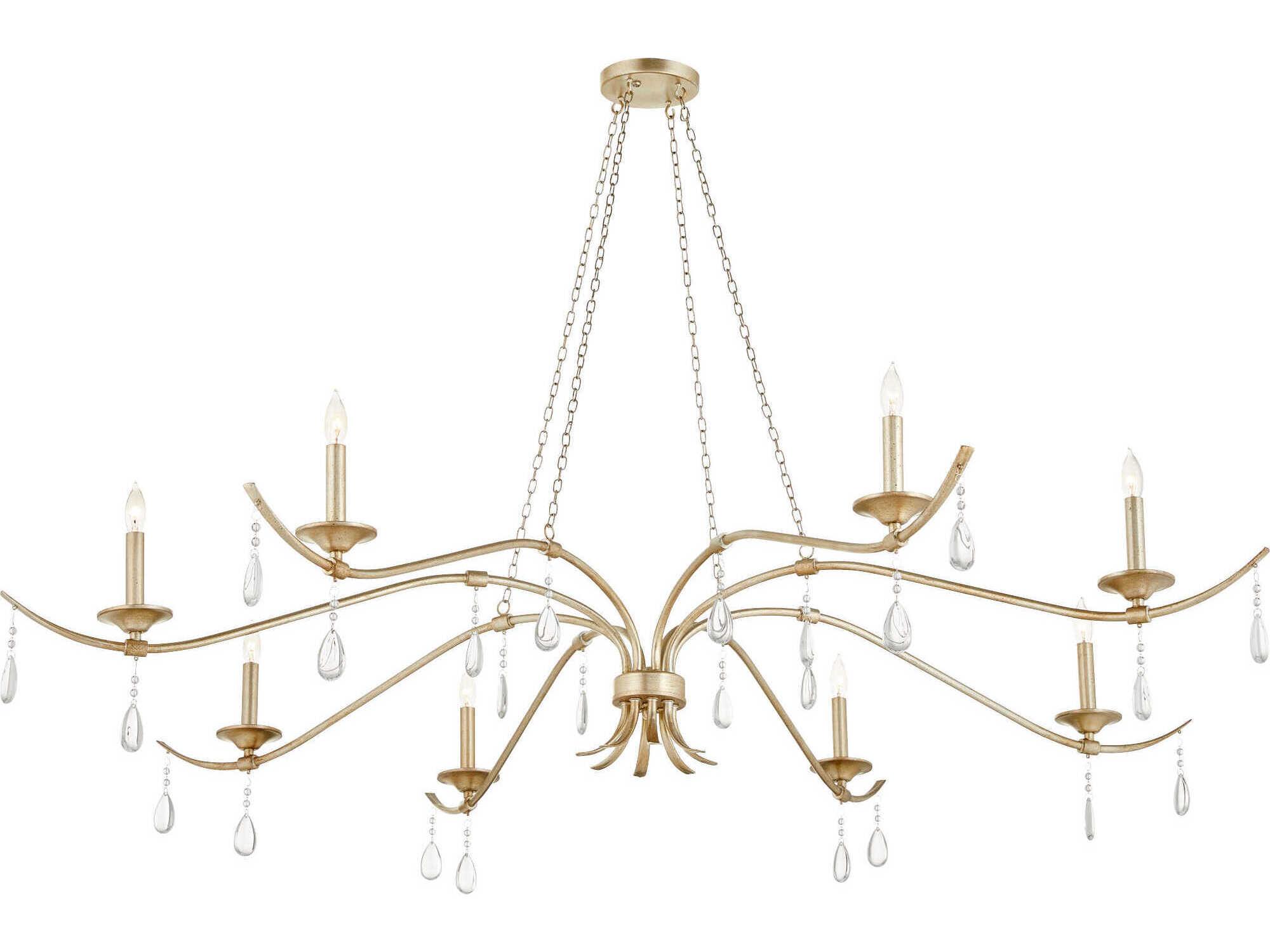 Quorum Lorelei 8-Light Aged Silver Leaf Candelabra Chandelier