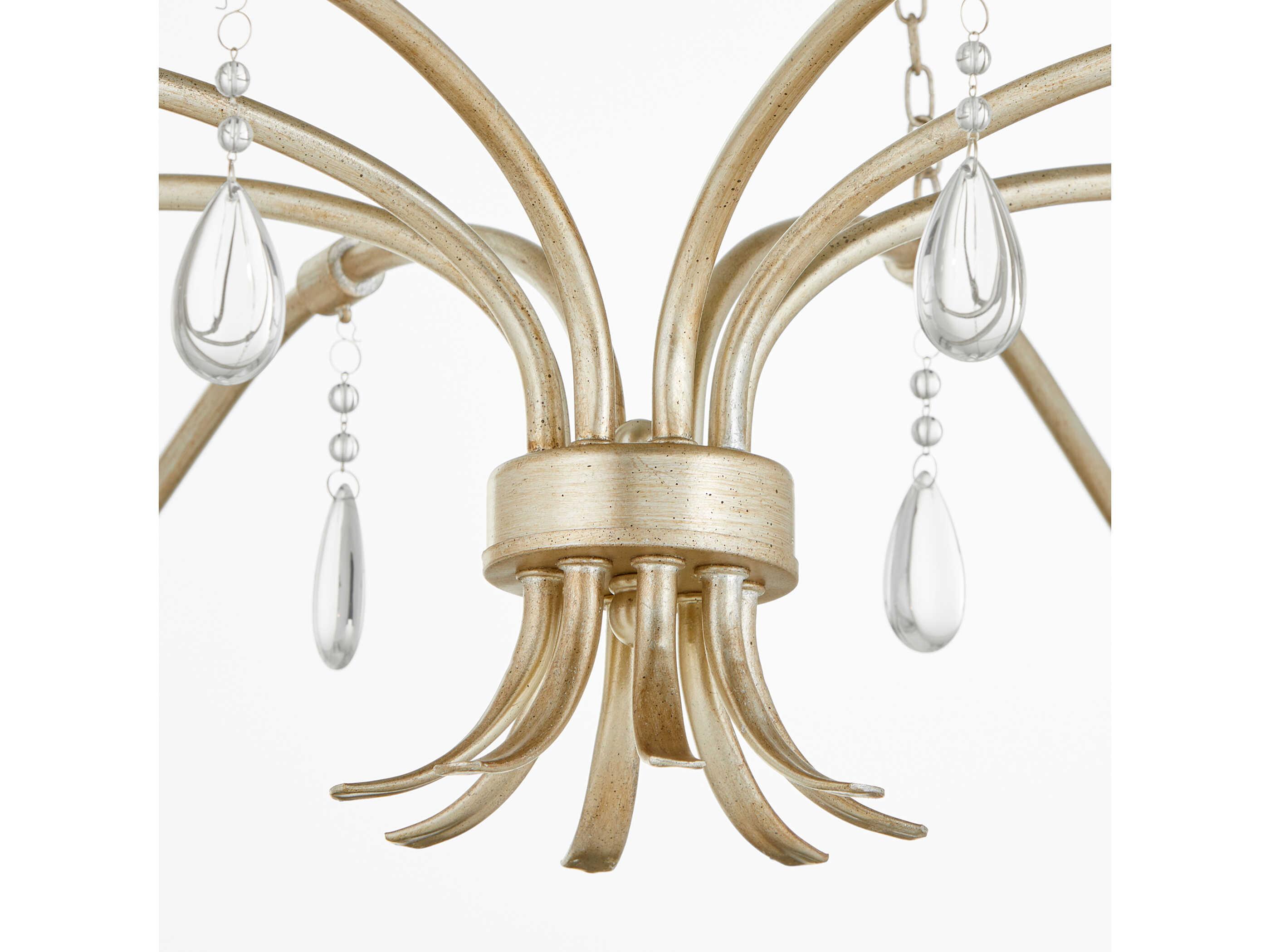 Quorum Lorelei 8-Light Aged Silver Leaf Candelabra Chandelier