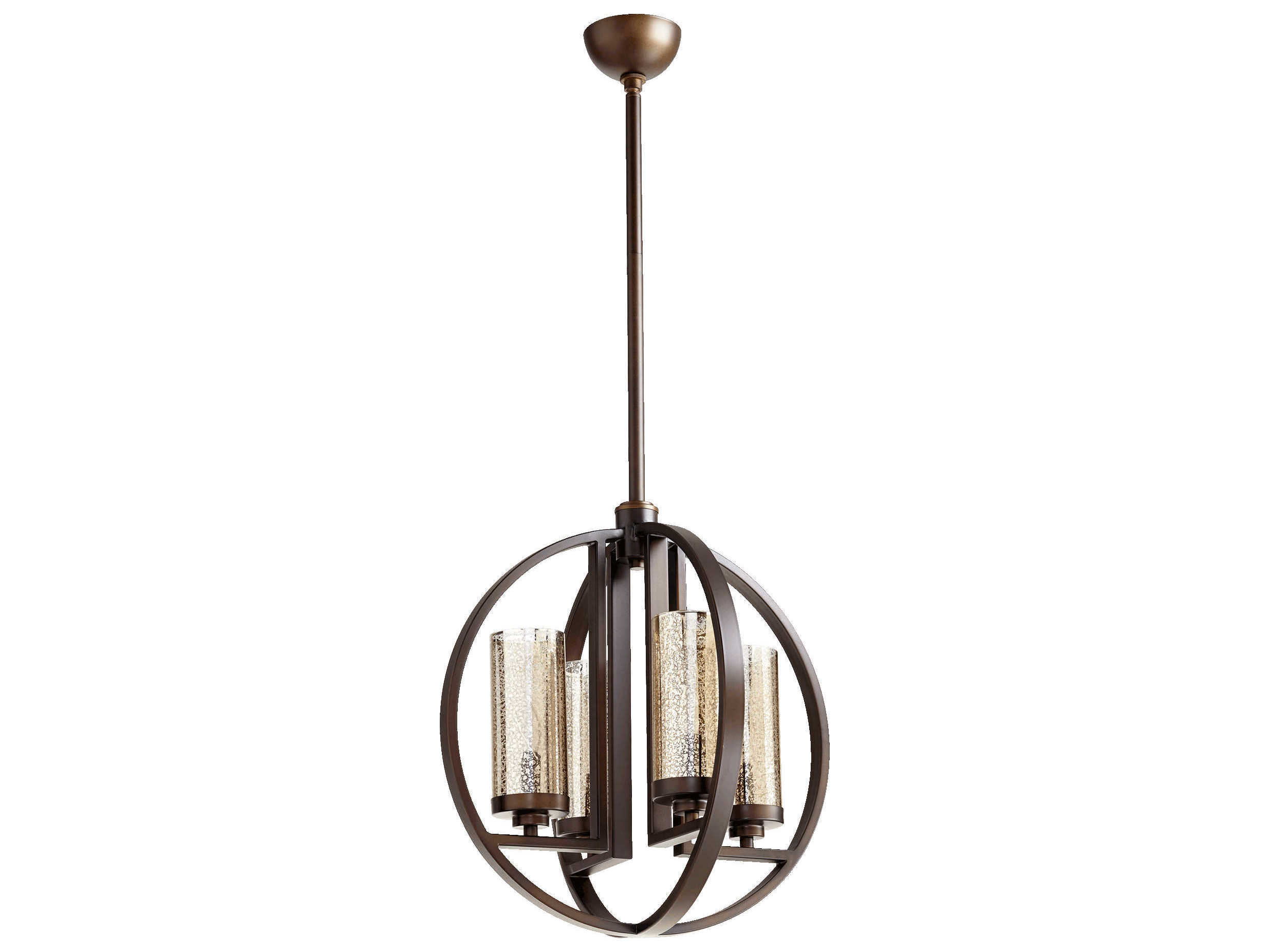 Quorum Julian 4-Light Oiled Bronze Glass Candelabra Cylinder Chandelier