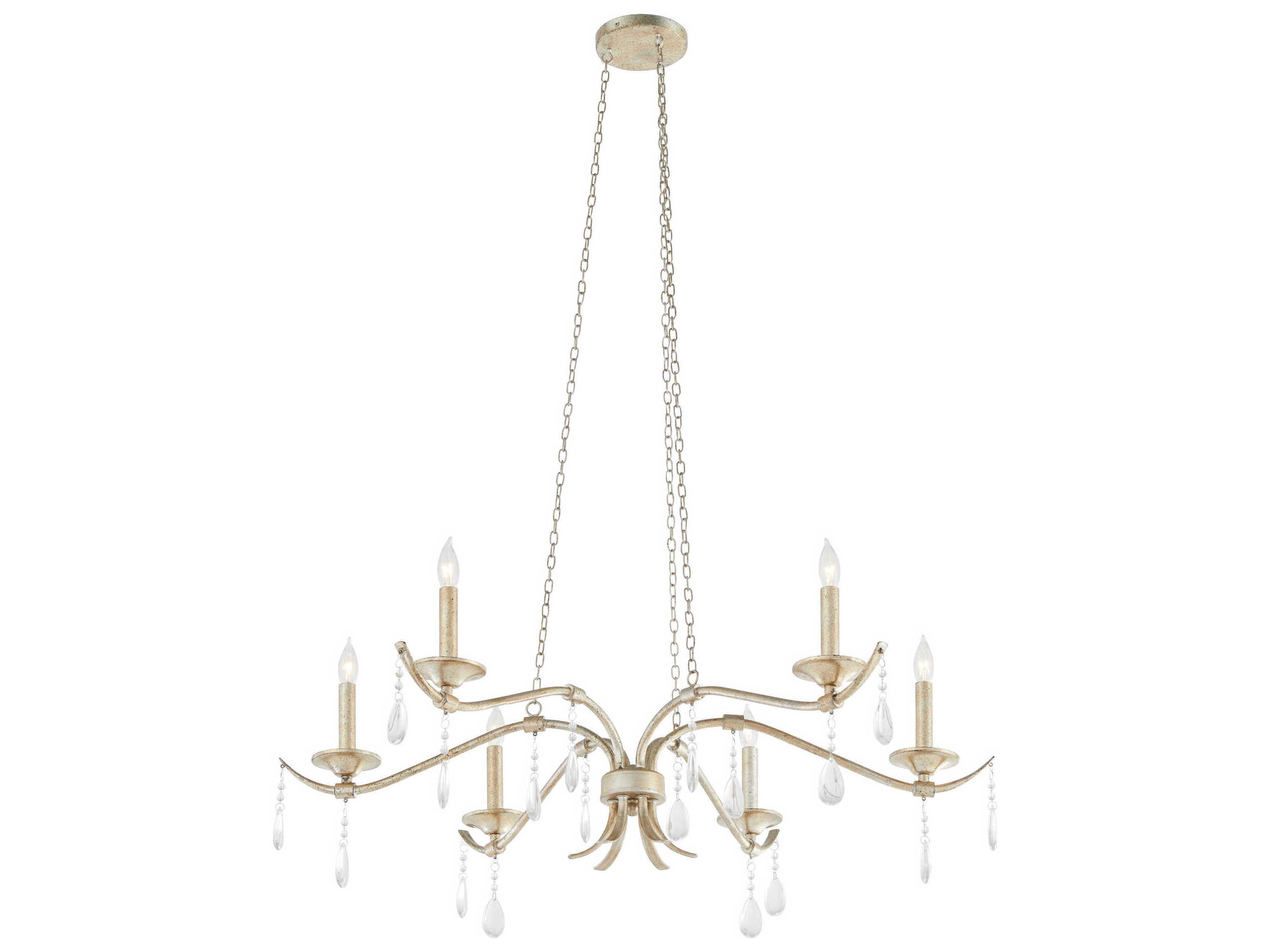 Quorum Lorelei 6-Light Aged Silver Leaf Candelabra Chandelier