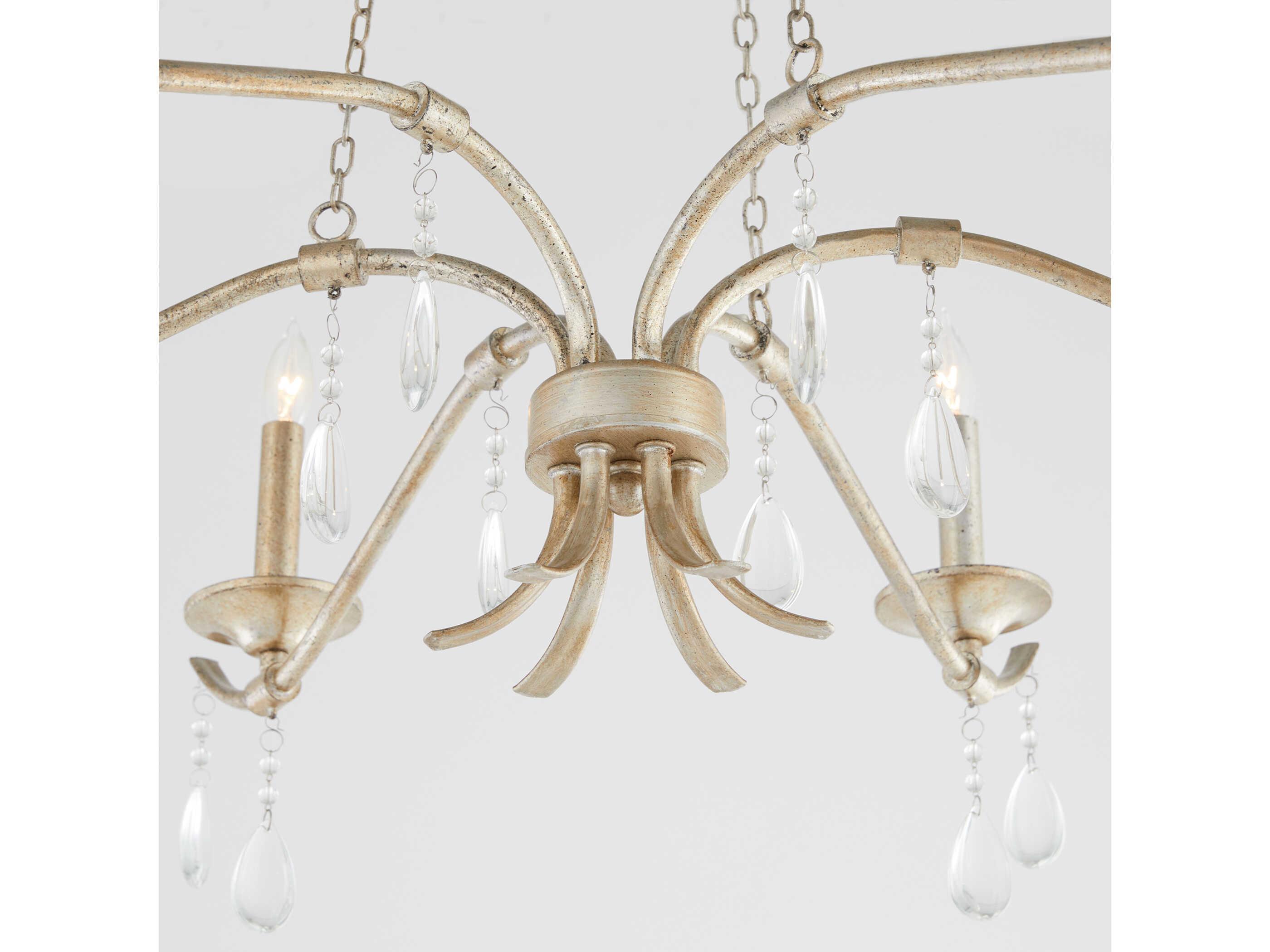 Quorum Lorelei 6-Light Aged Silver Leaf Candelabra Chandelier