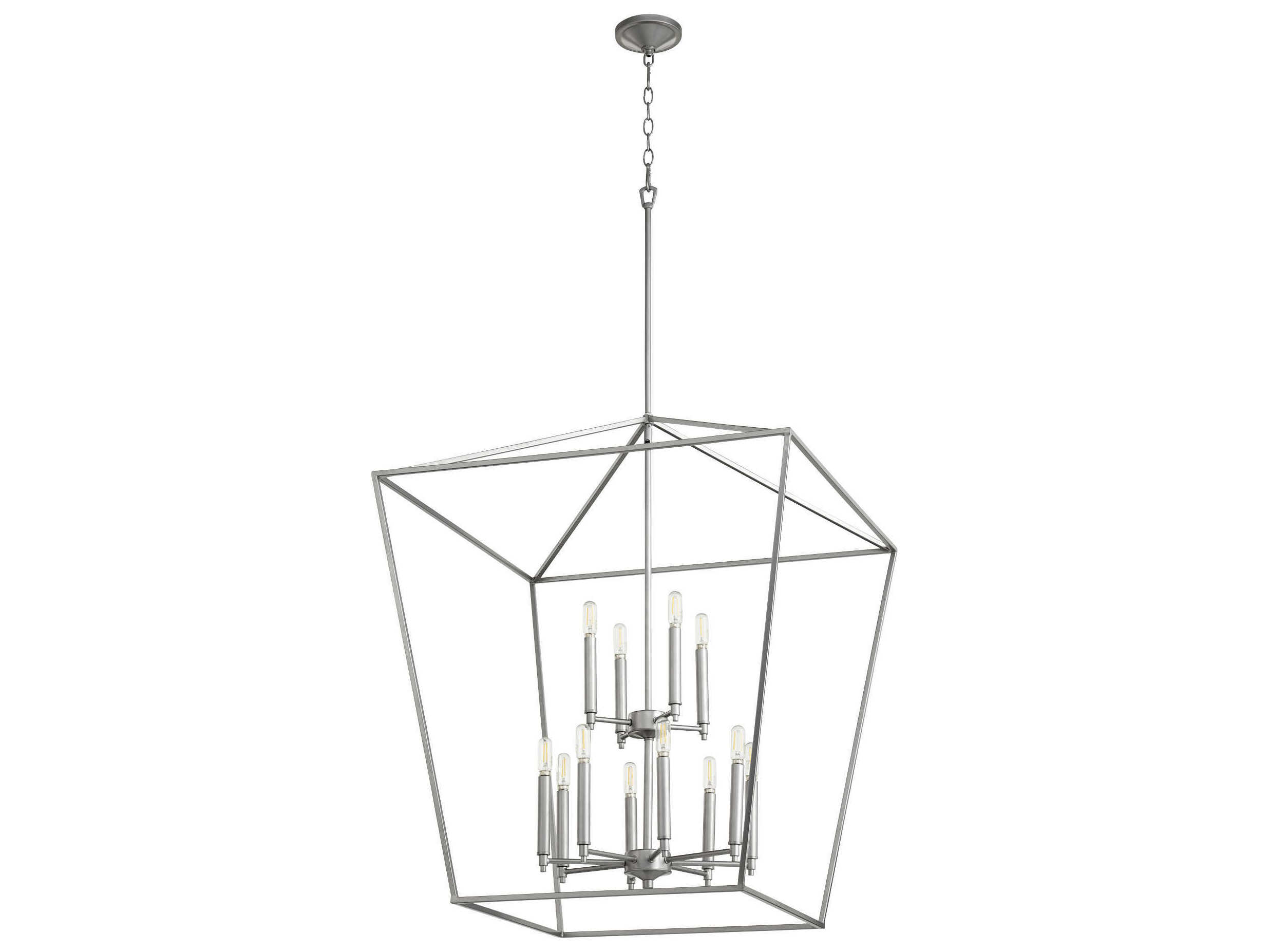 Quorum Gabriel 12-Light Classic Nickel Candelabra Tiered Chandelier
