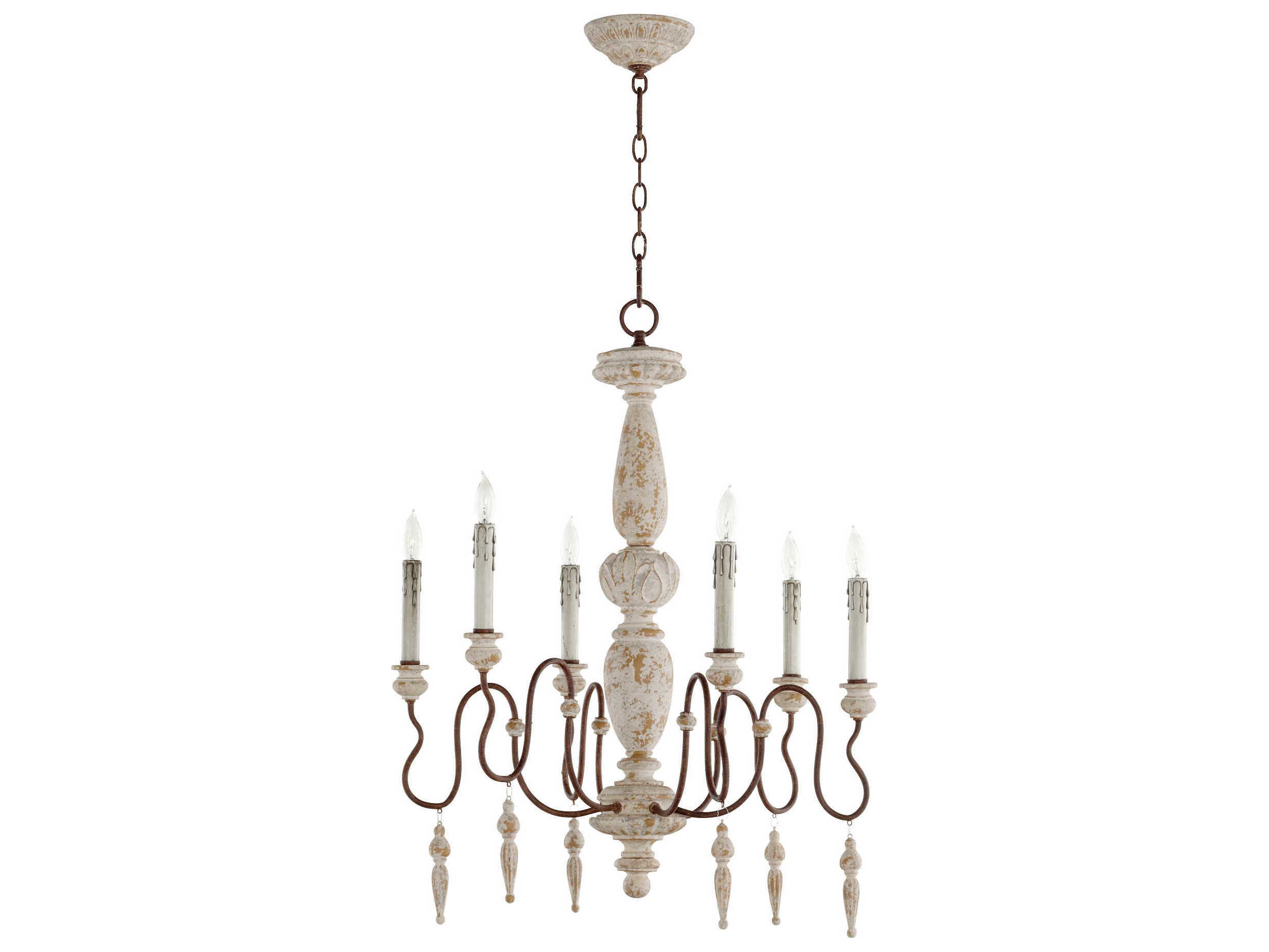 Quorum La Maison 6-Light Manchester Grey With Rust Accents Candelabra Chandelier