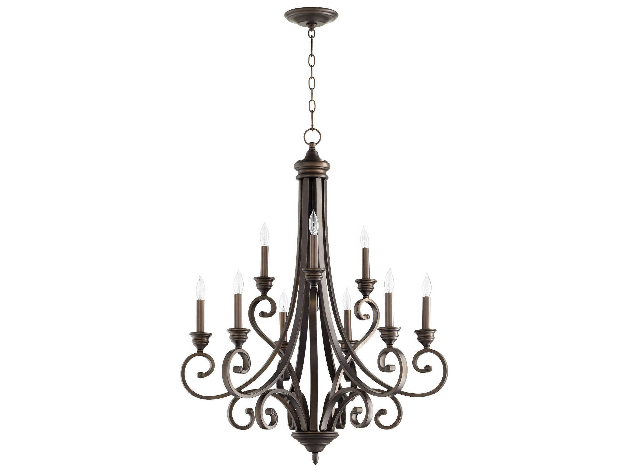 Quorum Bryant 9-Light Oiled Bronze Candelabra Tiered Chandelier