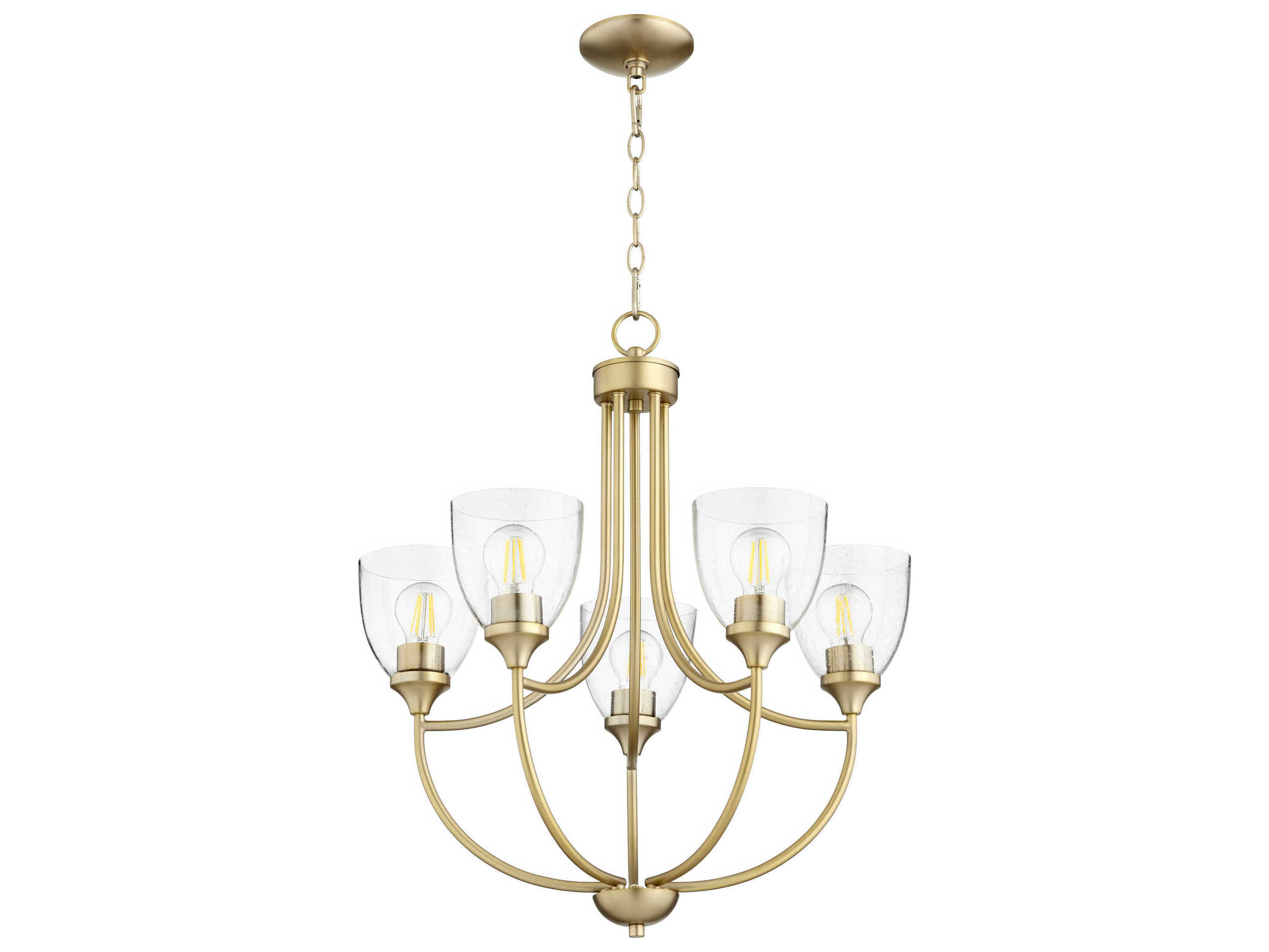 Quorum Enclave 5-Light Aged Brass With Clear Seeded Bell Chandelier