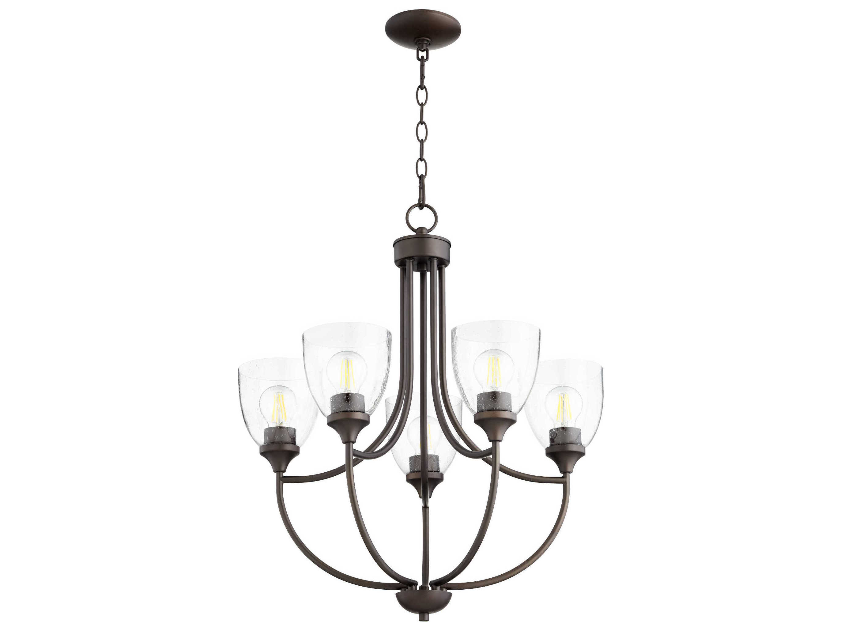 Quorum Enclave 5-Light Oiled Bronze With Clear Seeded Glass Bell Chandelier