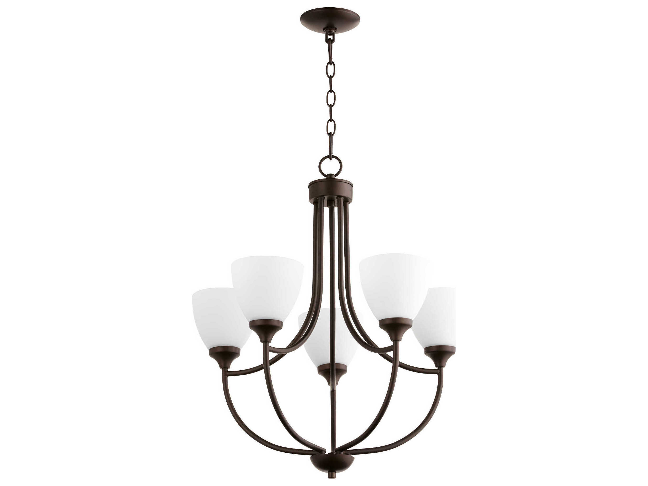 Quorum Enclave 5-Light Oiled Bronze Glass Bell Chandelier