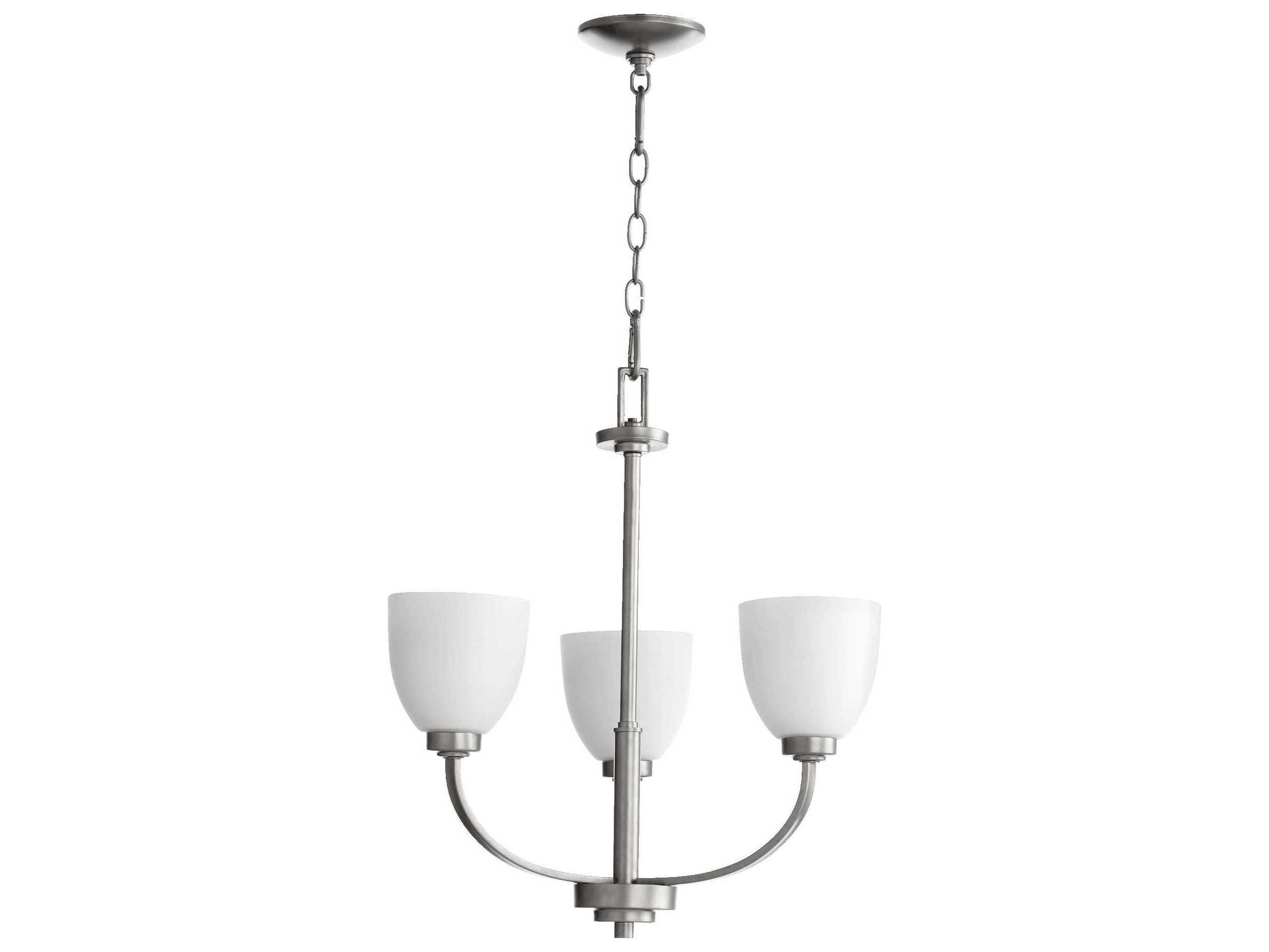 Quorum Reyes 3-Light Classic Nickel Glass Bell Chandelier