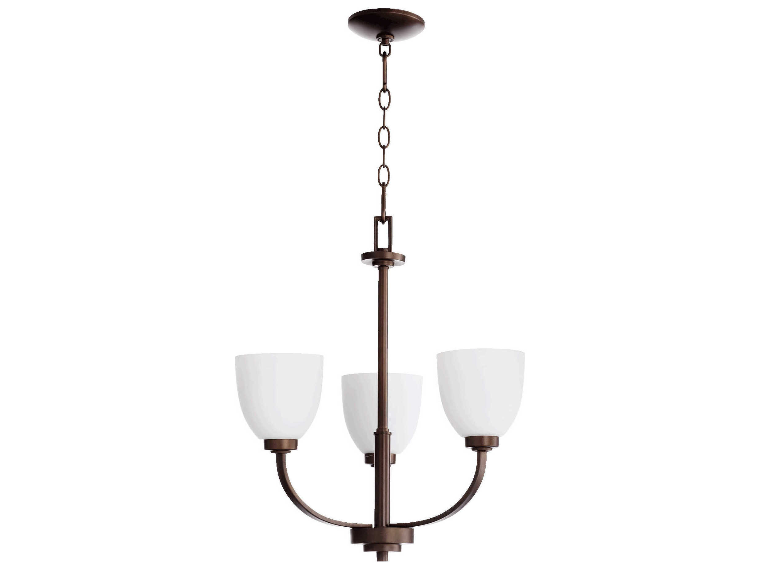 Quorum Reyes 3-Light Oiled Bronze Glass Bell Chandelier