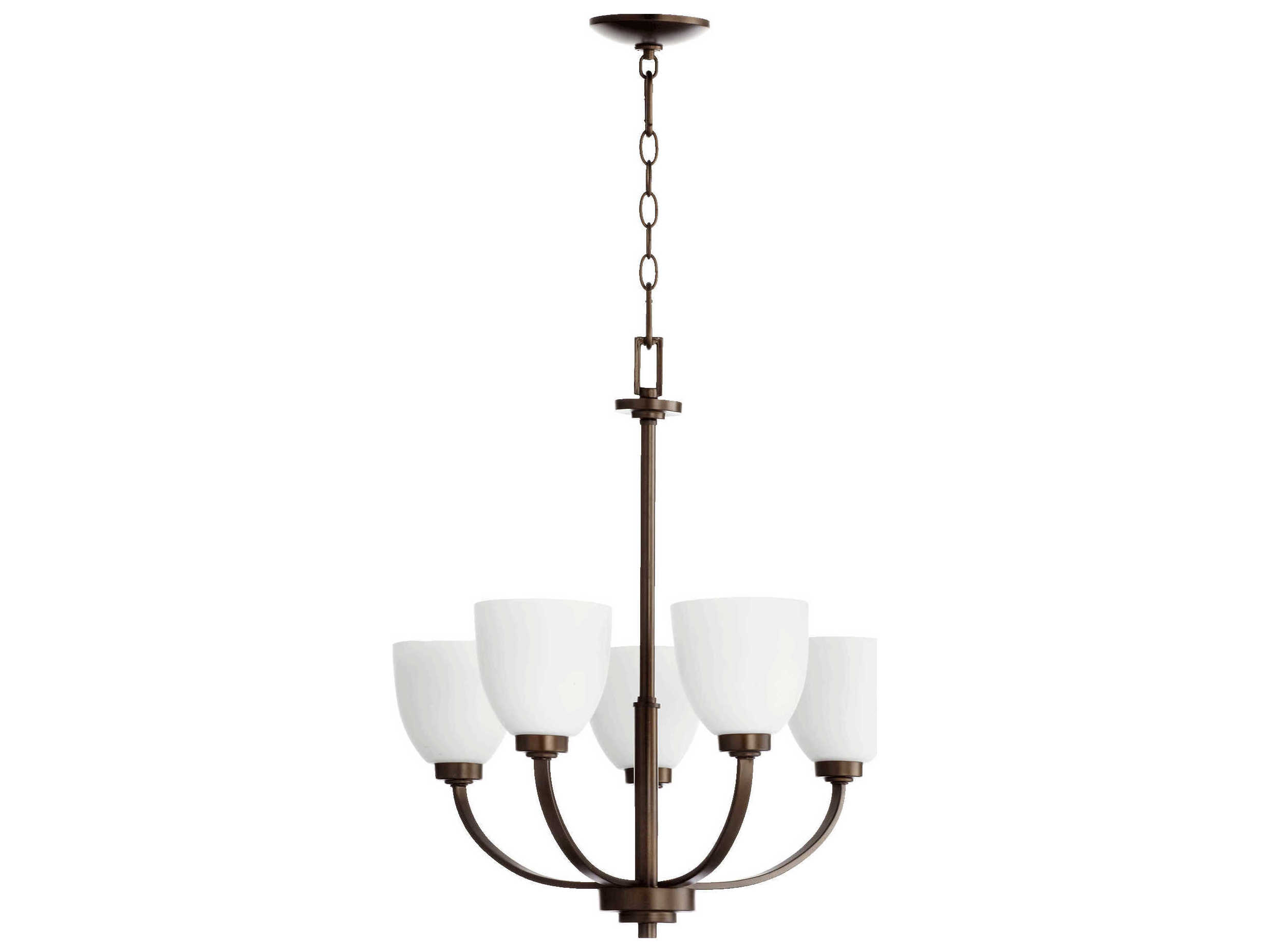 Quorum Reyes 5-Light Oiled Bronze Glass Bell Chandelier