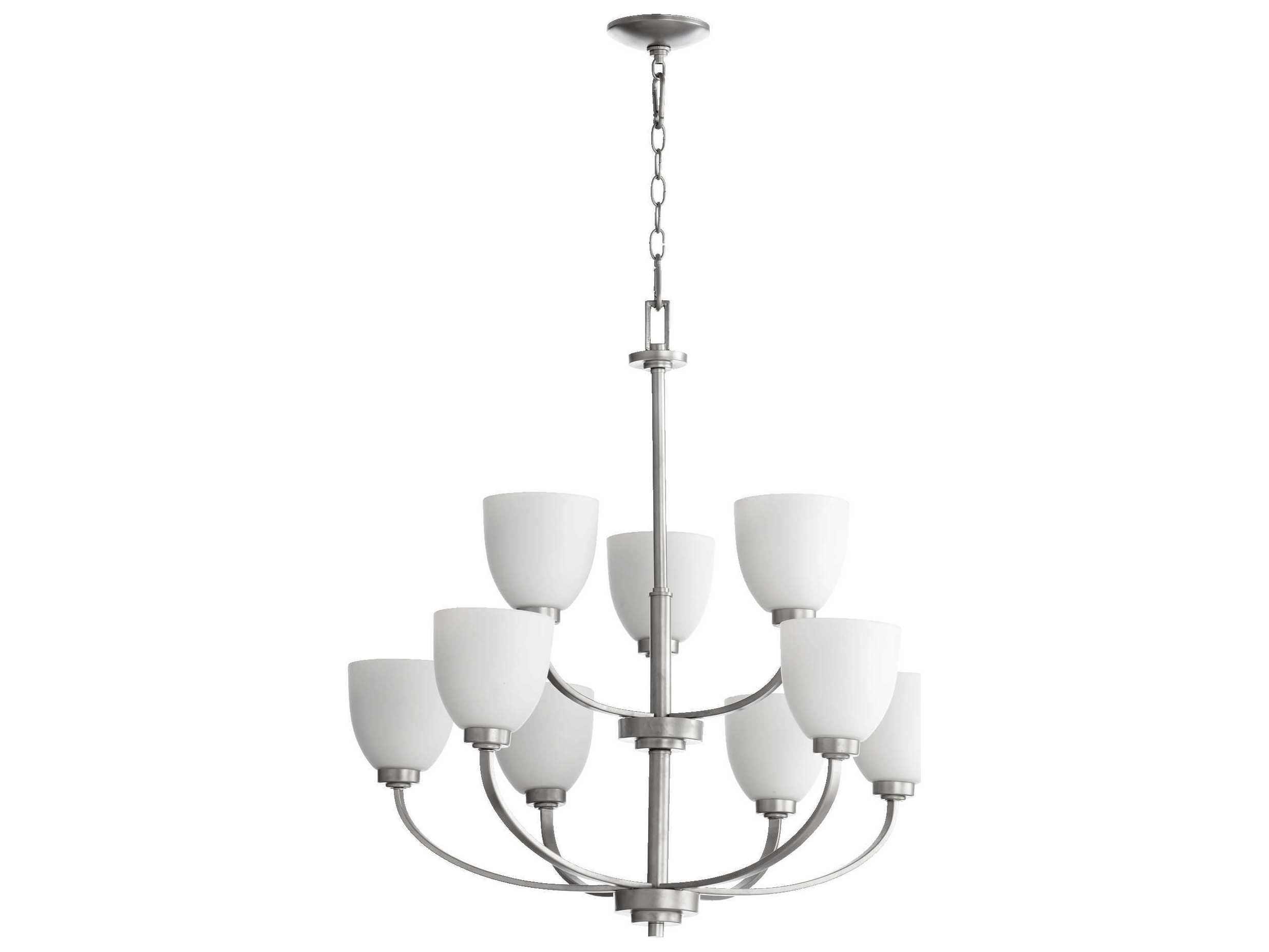 Quorum Reyes 9-Light Classic Nickel Glass Bell Tiered Chandelier