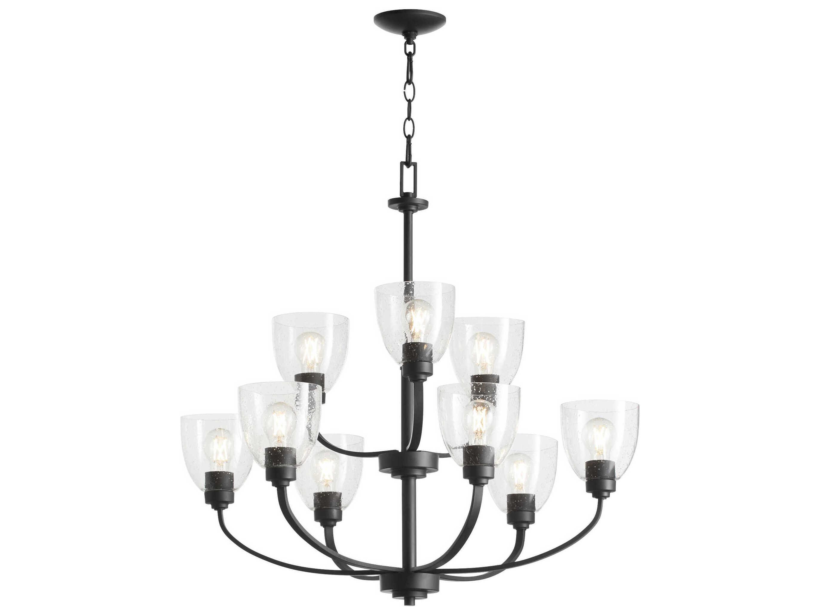 Quorum Reyes 9-Light Textured Black Tiered Chandelier