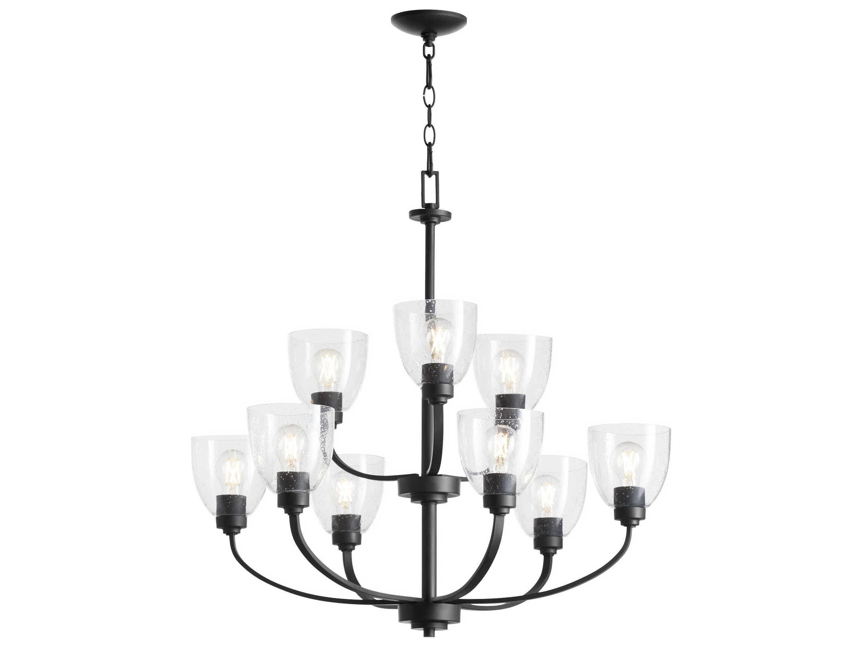 Quorum Reyes 9-Light Textured Black Tiered Chandelier