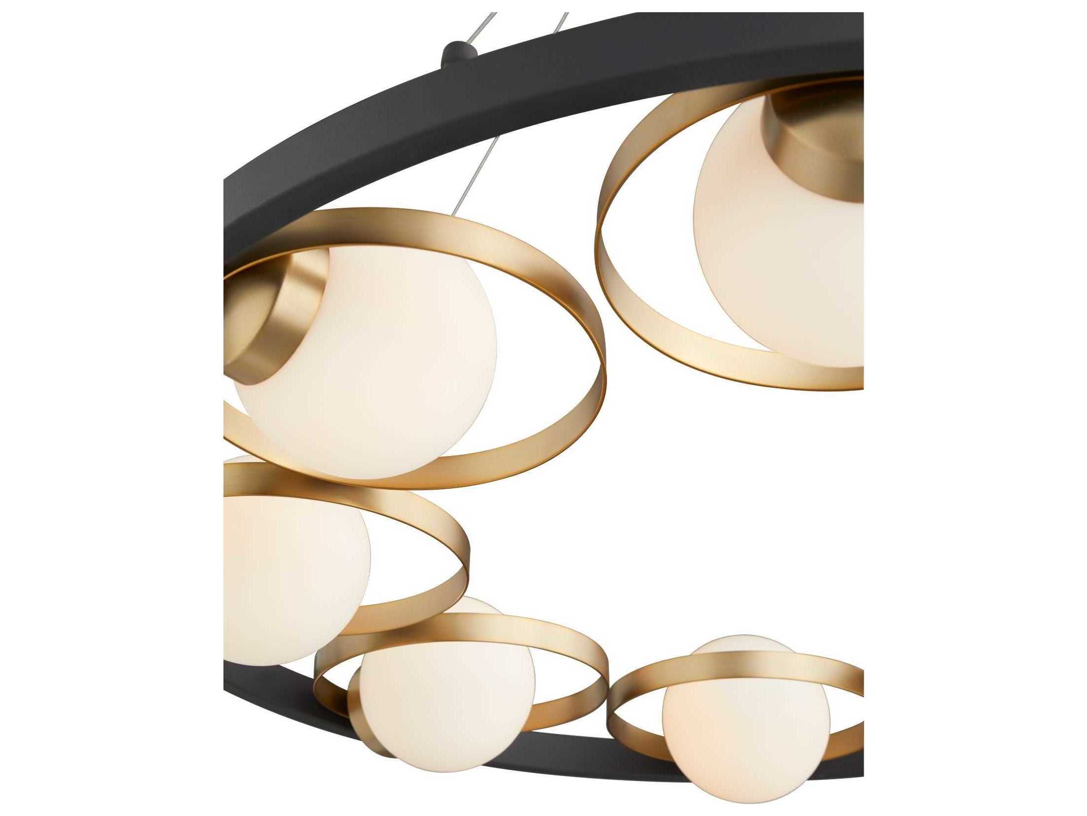 Quorum Nimbus 8-Light Textured Black Aged Brass Glass Candelabra Globe Chandelier