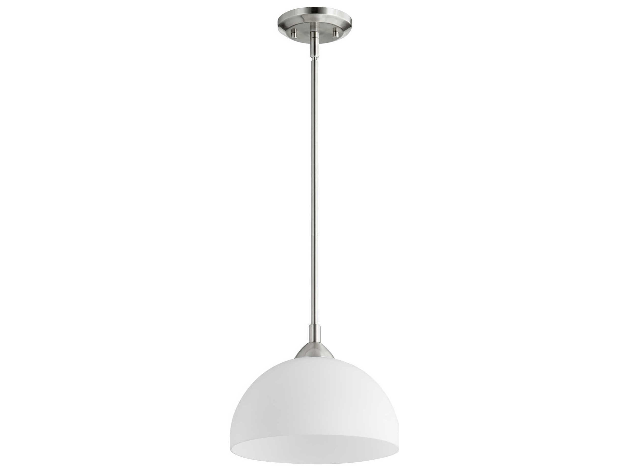Quorum Barkley 1-Light Satin Nickel Glass Dome Mini Pendant