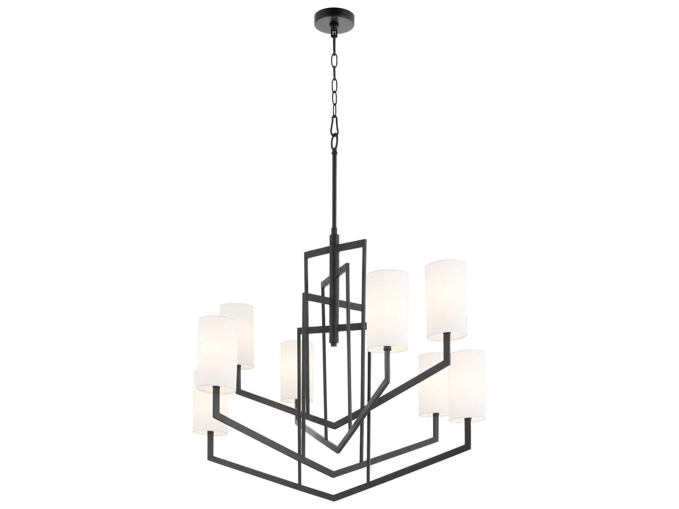 Quorum Bolivar 8-Light Matte Black Geometric Chandelier