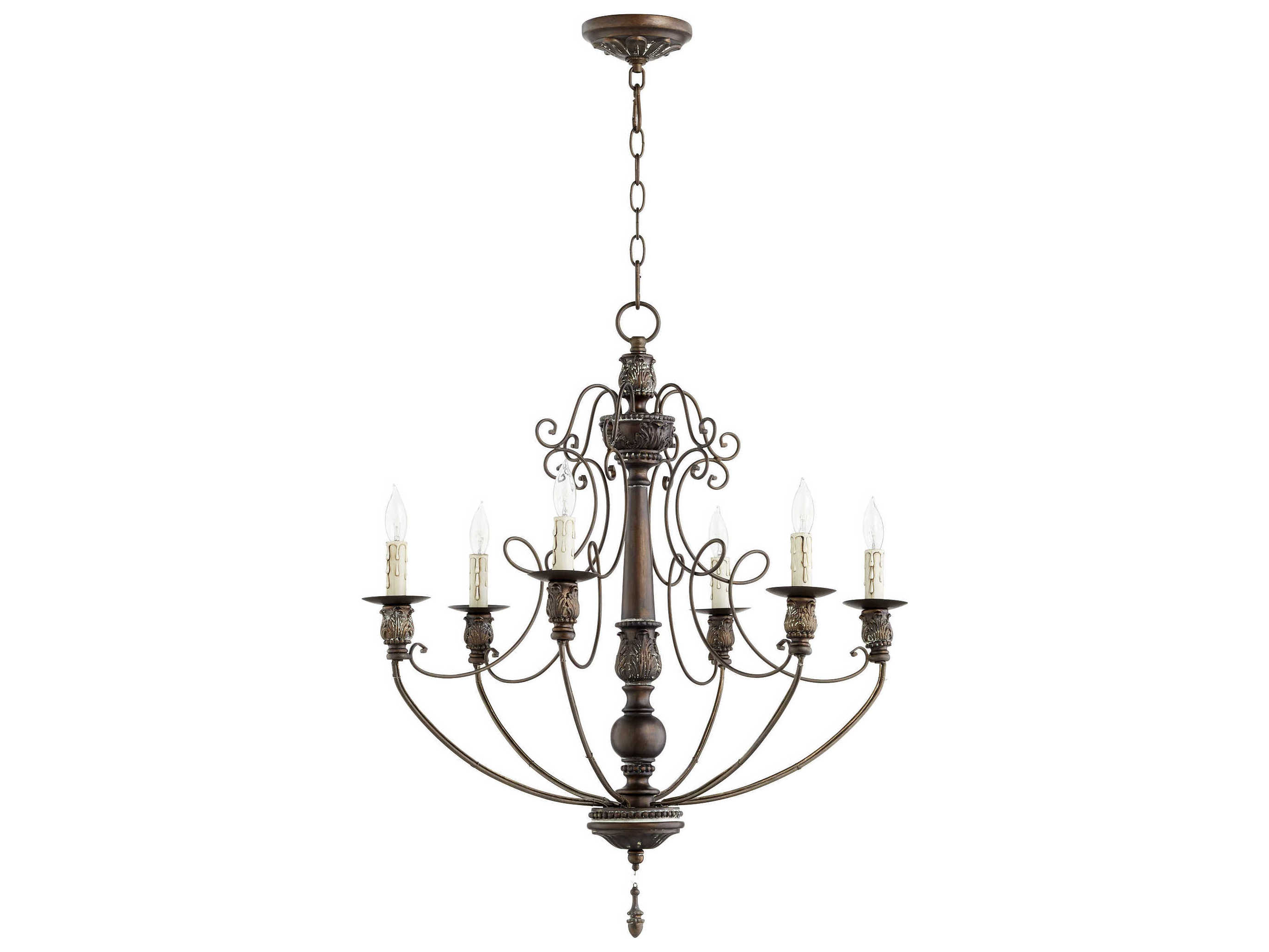 Quorum Salento 6-Light Vintage Copper Candelabra Chandelier