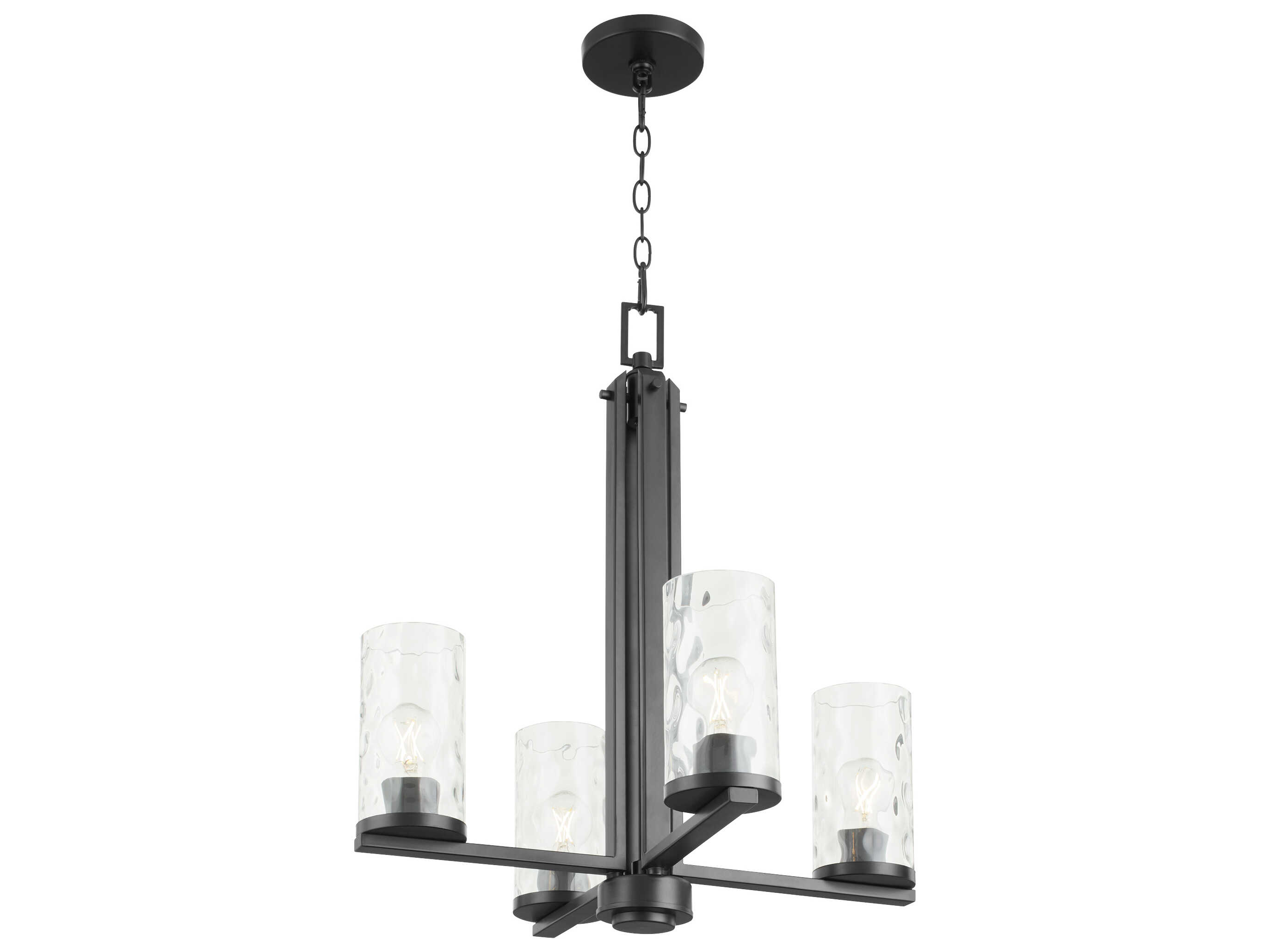 Quorum Steinway 4-Light Matte Black Glass Cylinder Chandelier