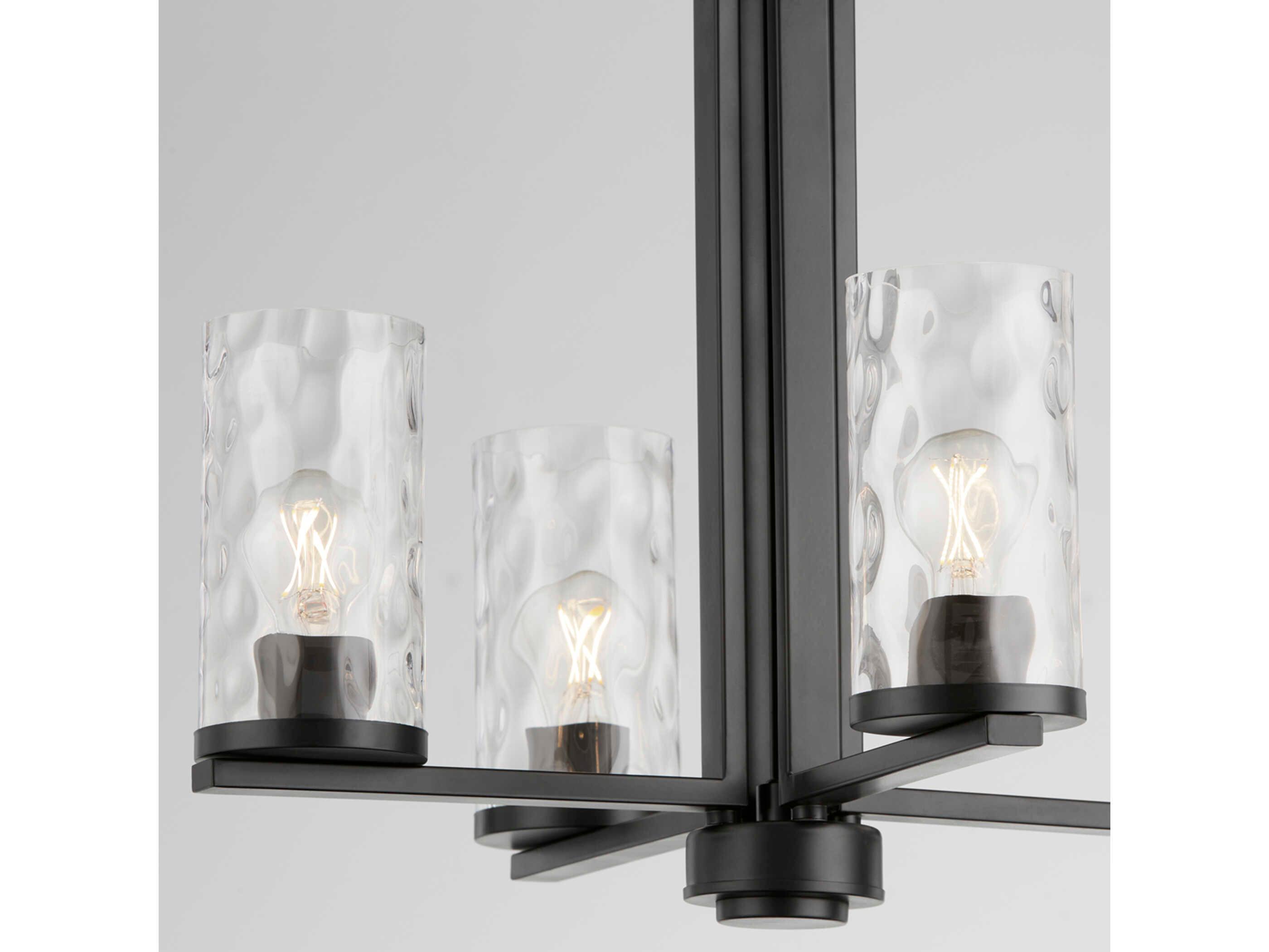 Quorum Steinway 4-Light Matte Black Glass Cylinder Chandelier