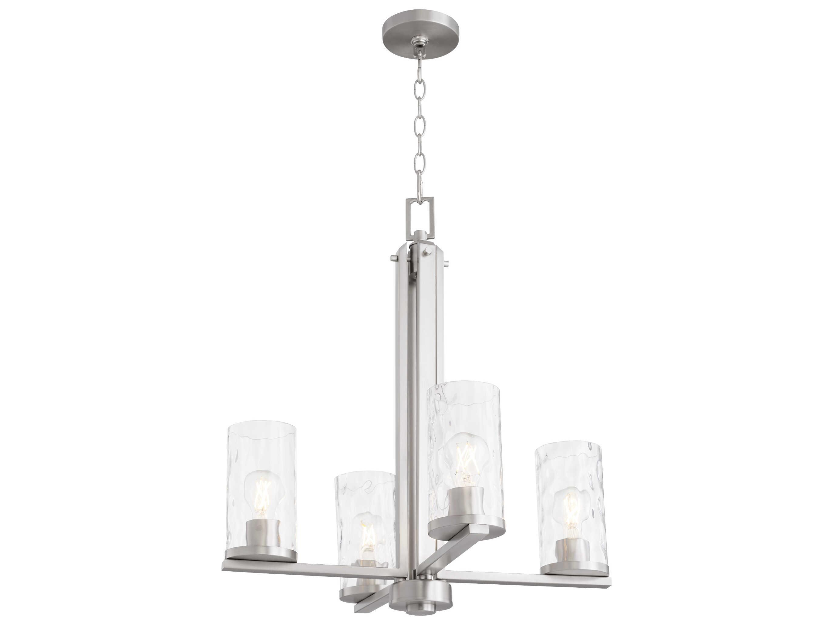 Quorum Steinway 4-Light Satin Nickel Glass Cylinder Chandelier