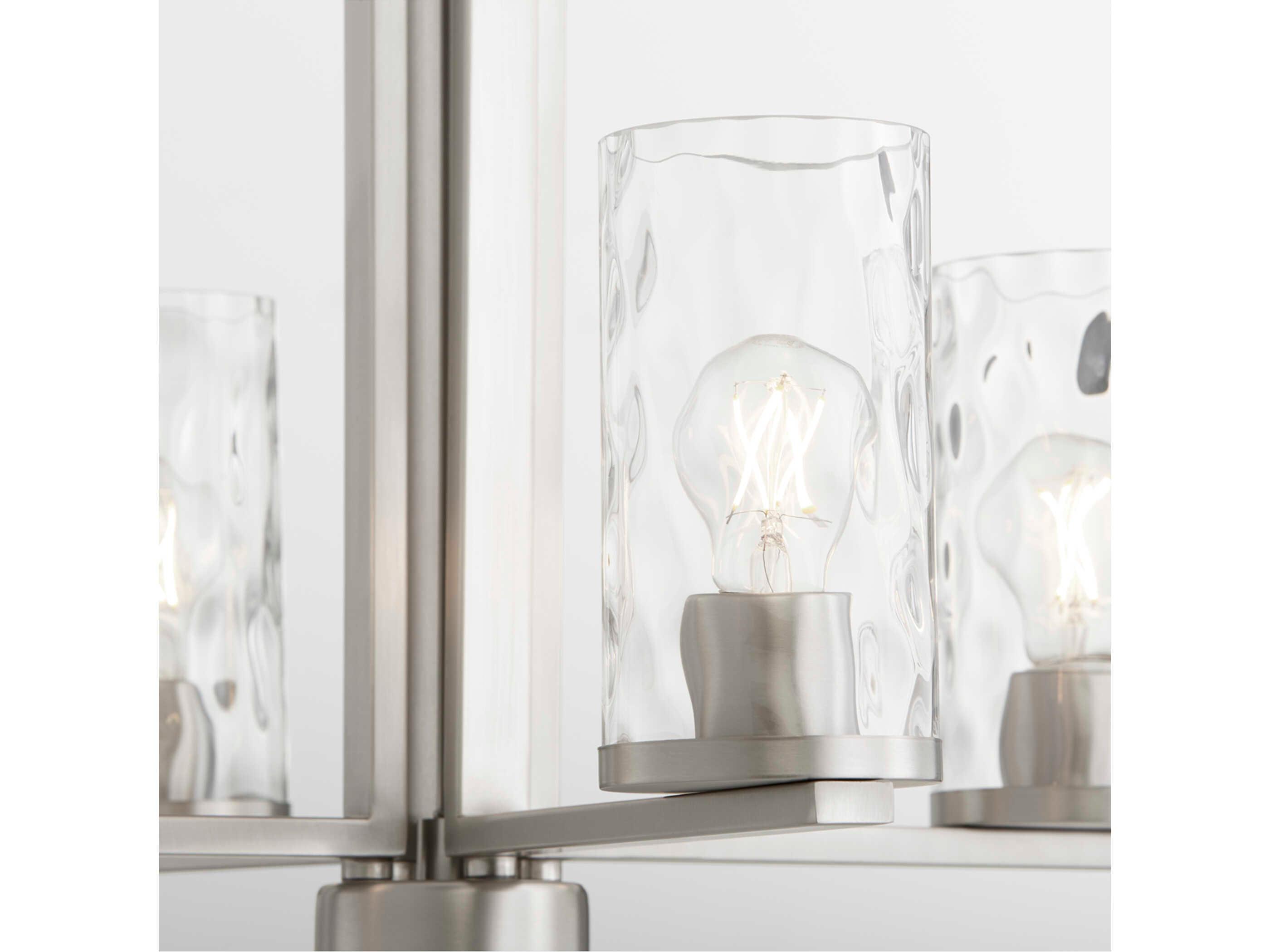 Quorum Steinway 4-Light Satin Nickel Glass Cylinder Chandelier