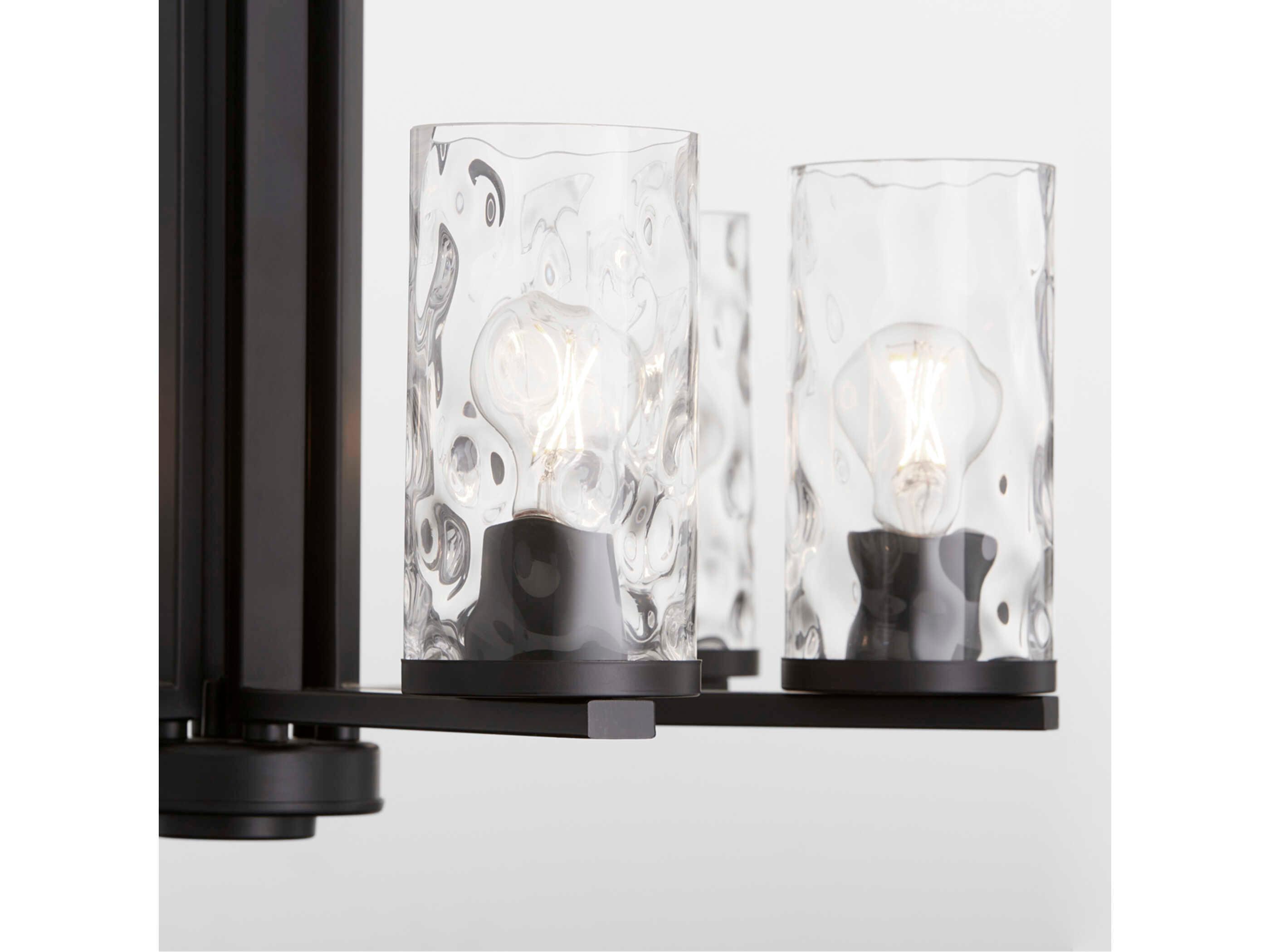 Quorum Steinway 6-Light Matte Black Glass Cylinder Chandelier