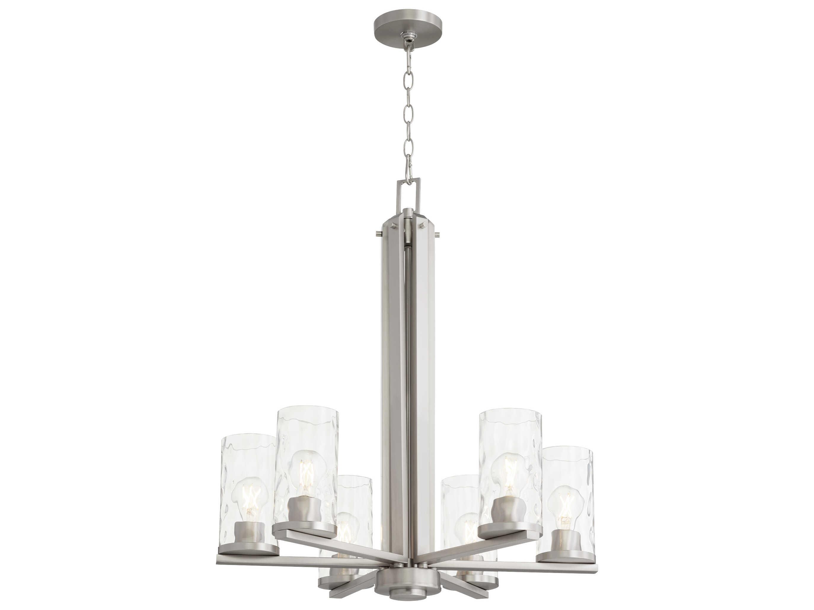 Quorum Steinway 6-Light Satin Nickel Glass Cylinder Chandelier