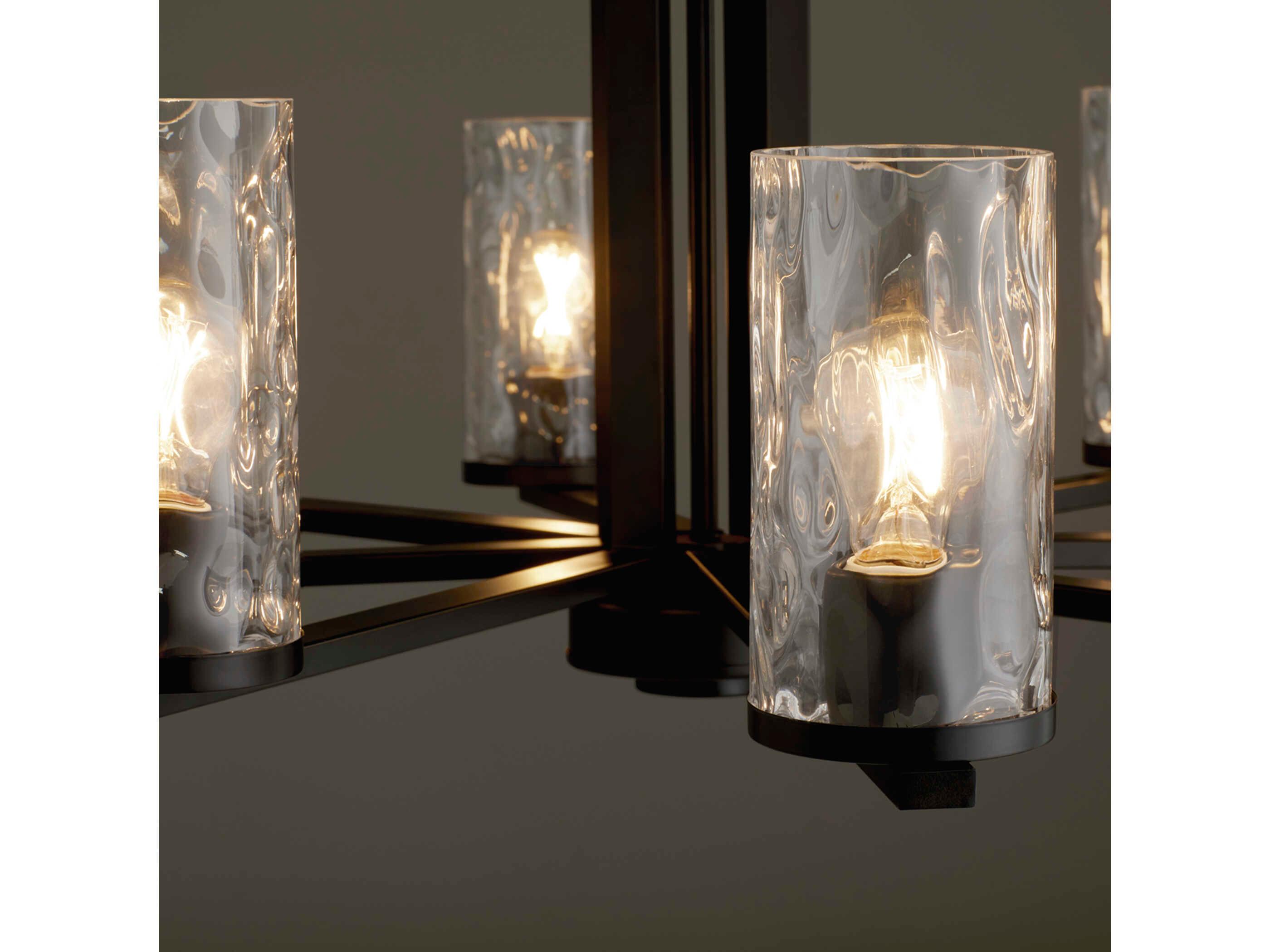 Quorum Steinway 8-Light Matte Black Glass Cylinder Chandelier