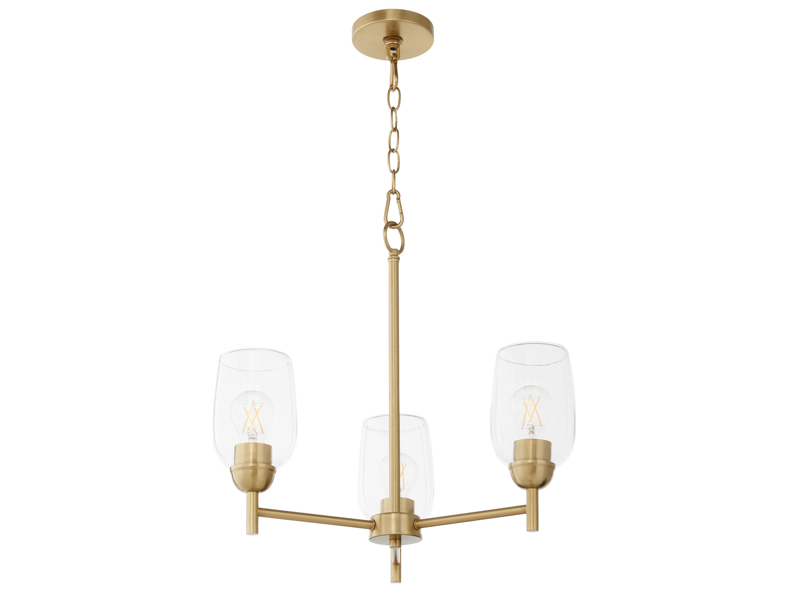 Quorum Wallinger 3-Light Aged Brass Chandelier
