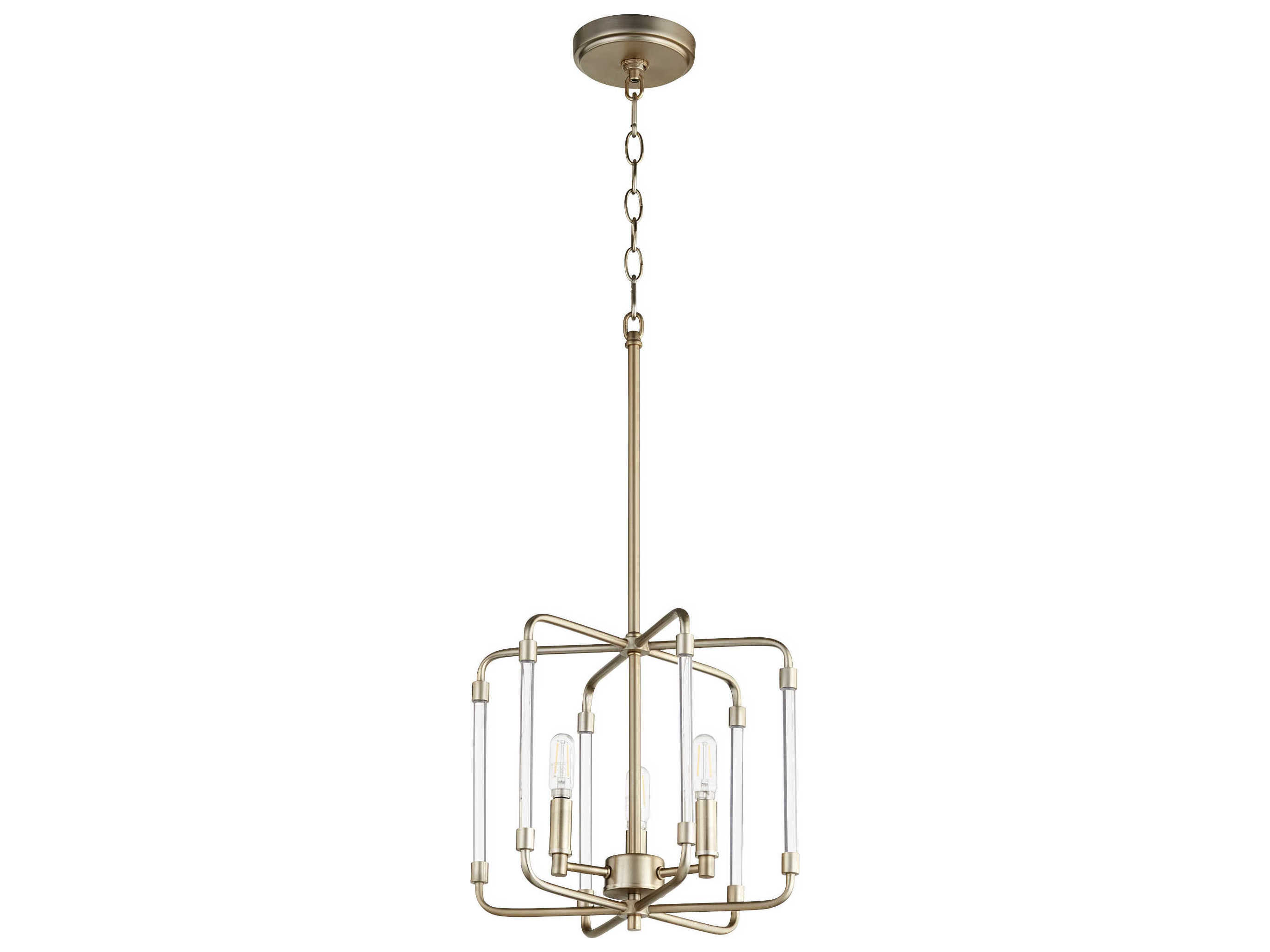 Quorum Optic 3-Light Aged Brass Candelabra Geometric Chandelier