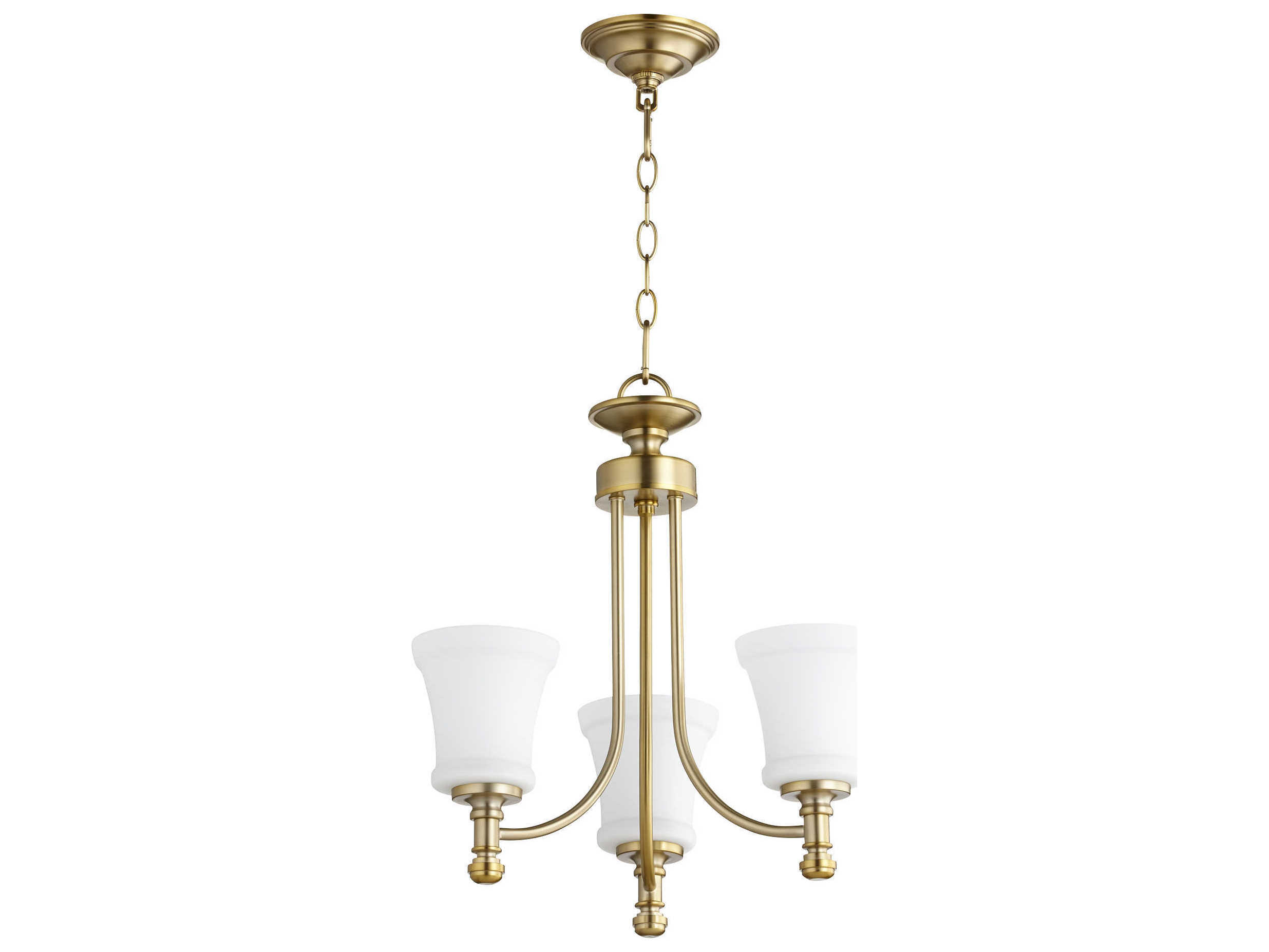 Quorum Rossington 3-Light Aged Brass Glass Chandelier