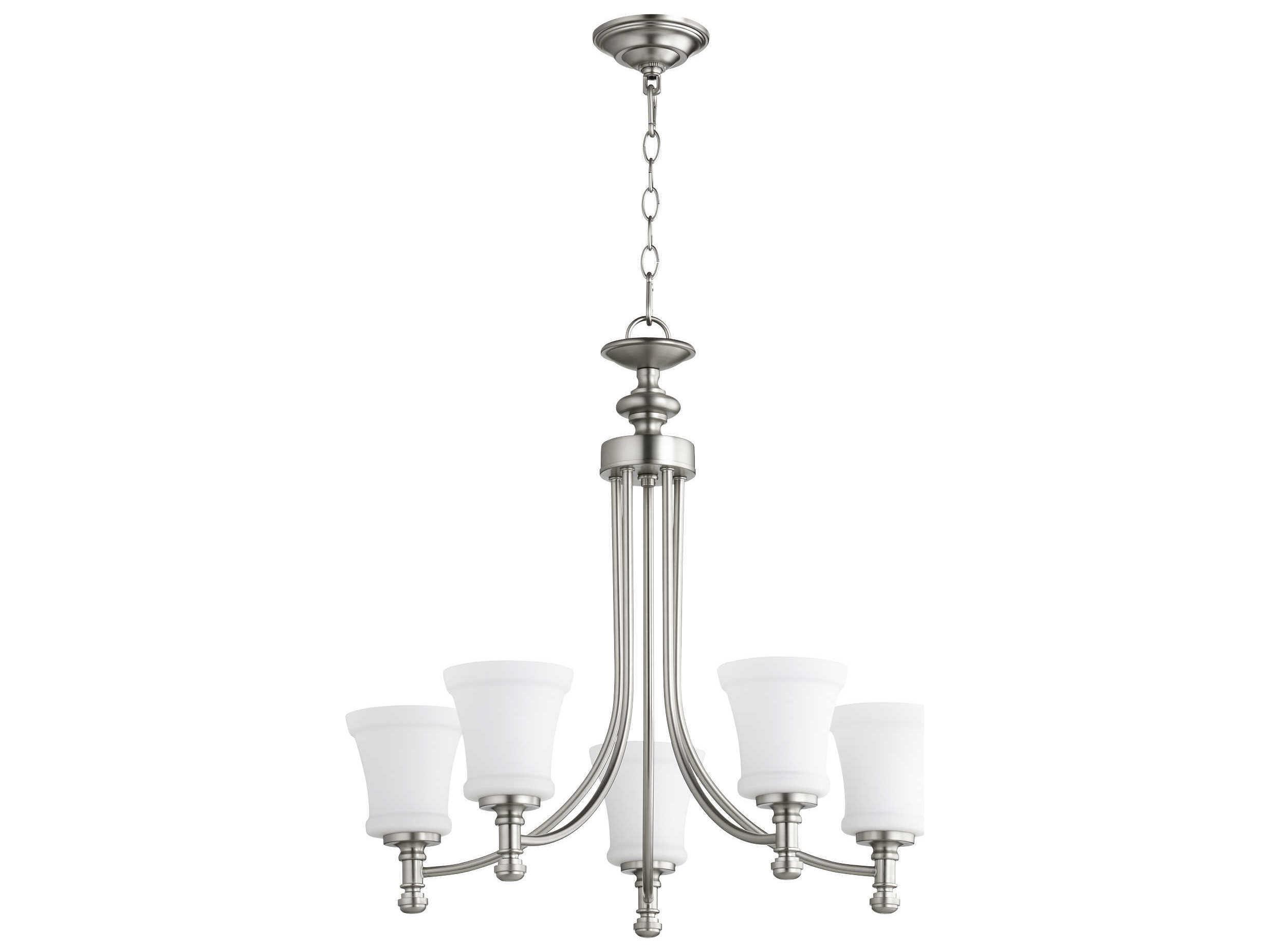 Quorum Rossington 5-Light Satin Nickel White Glass Chandelier
