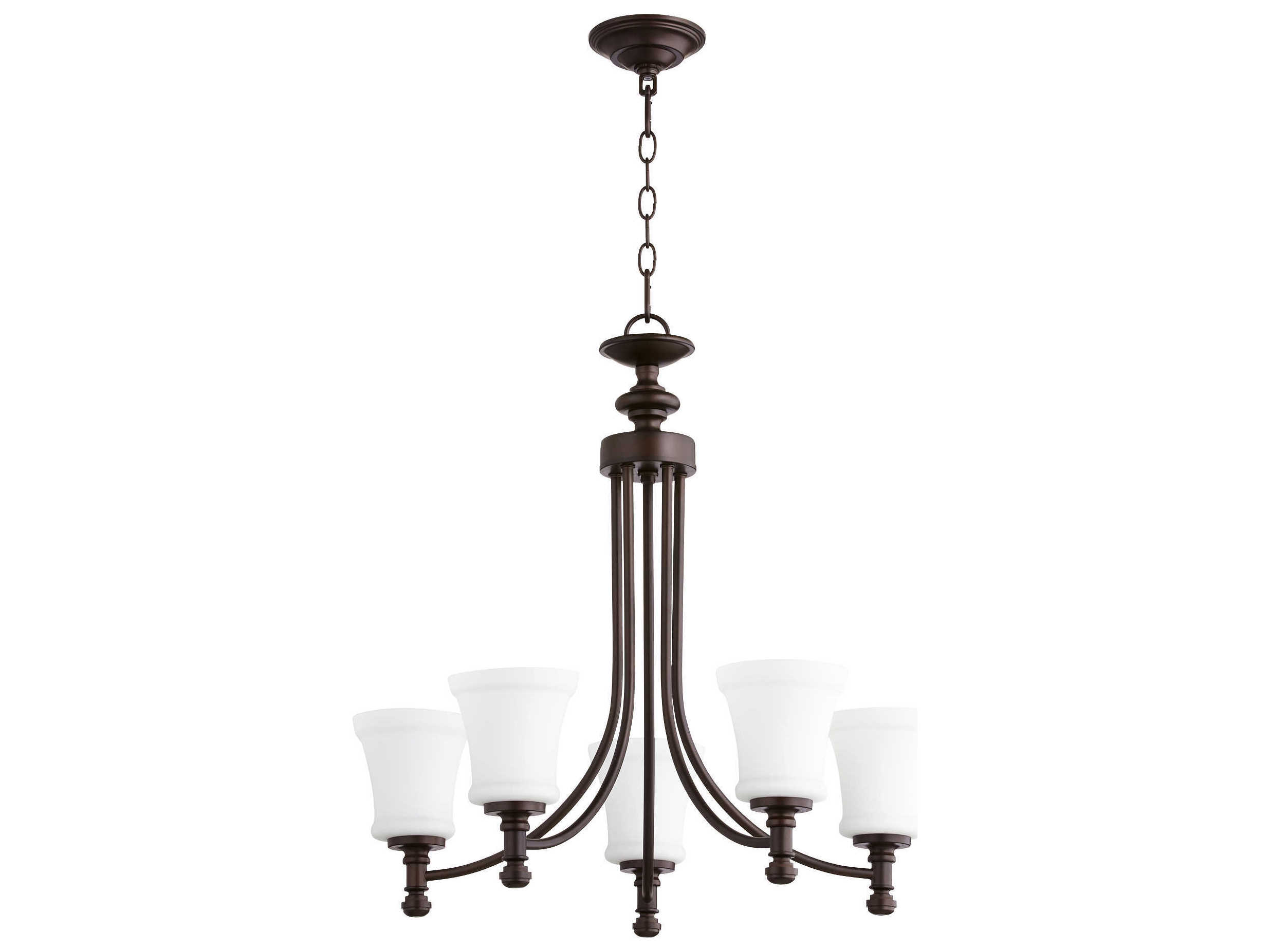 Quorum Rossington 5-Light Oiled Bronze Glass Chandelier