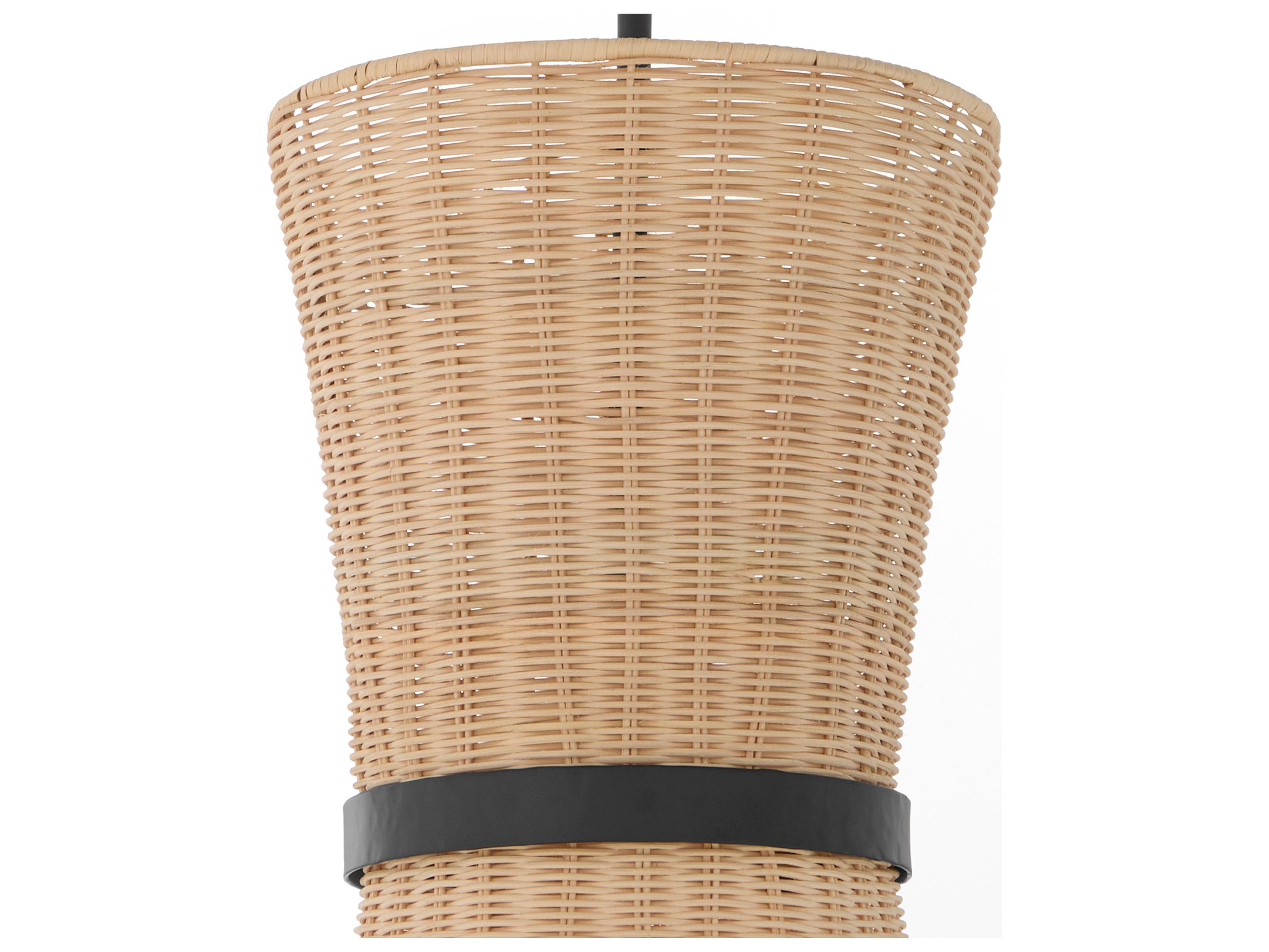 Quorum Fairview 2-Light Matte Black Wood Cylinder Mini Pendant