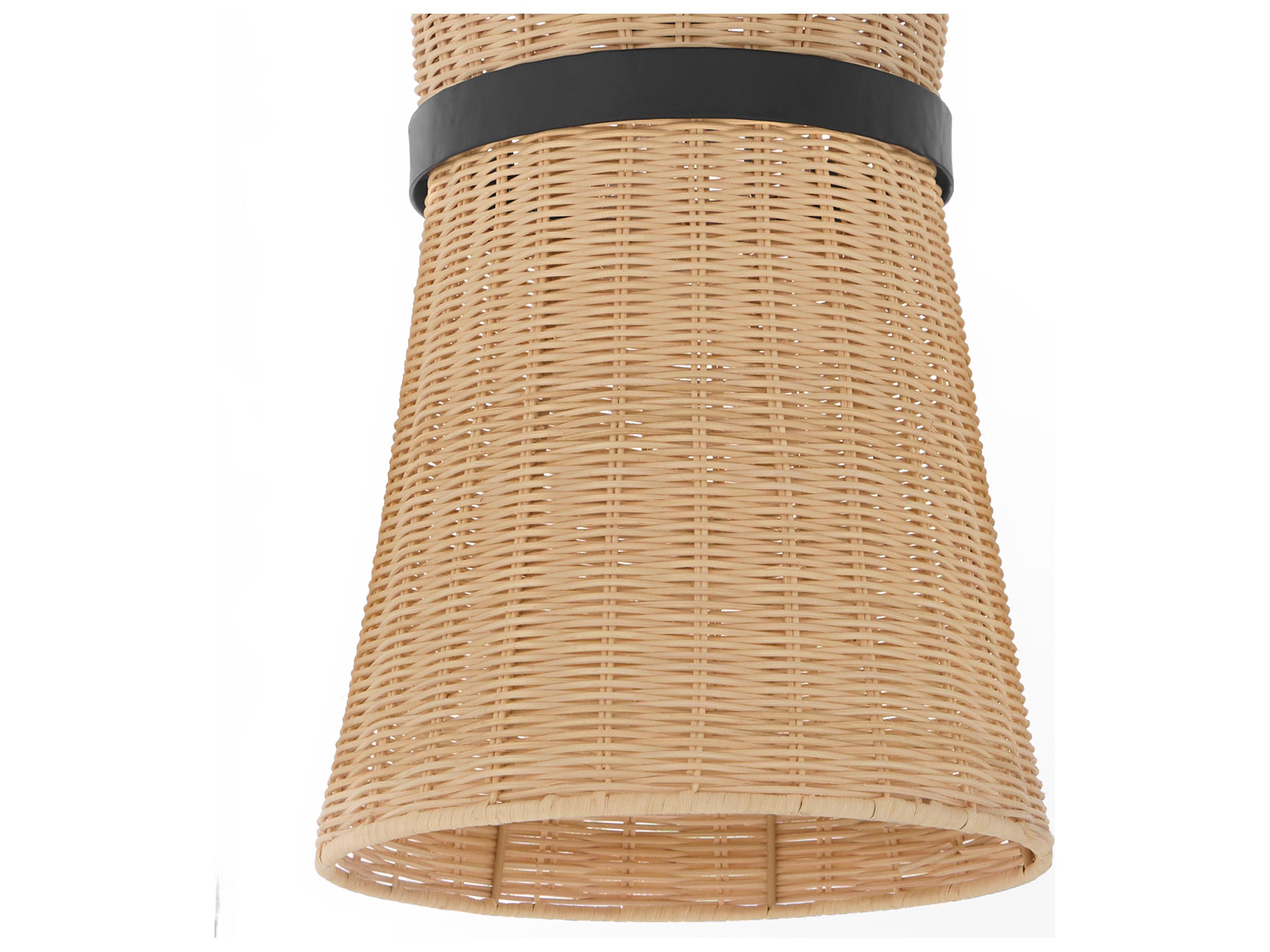 Quorum Fairview 2-Light Matte Black Wood Cylinder Mini Pendant